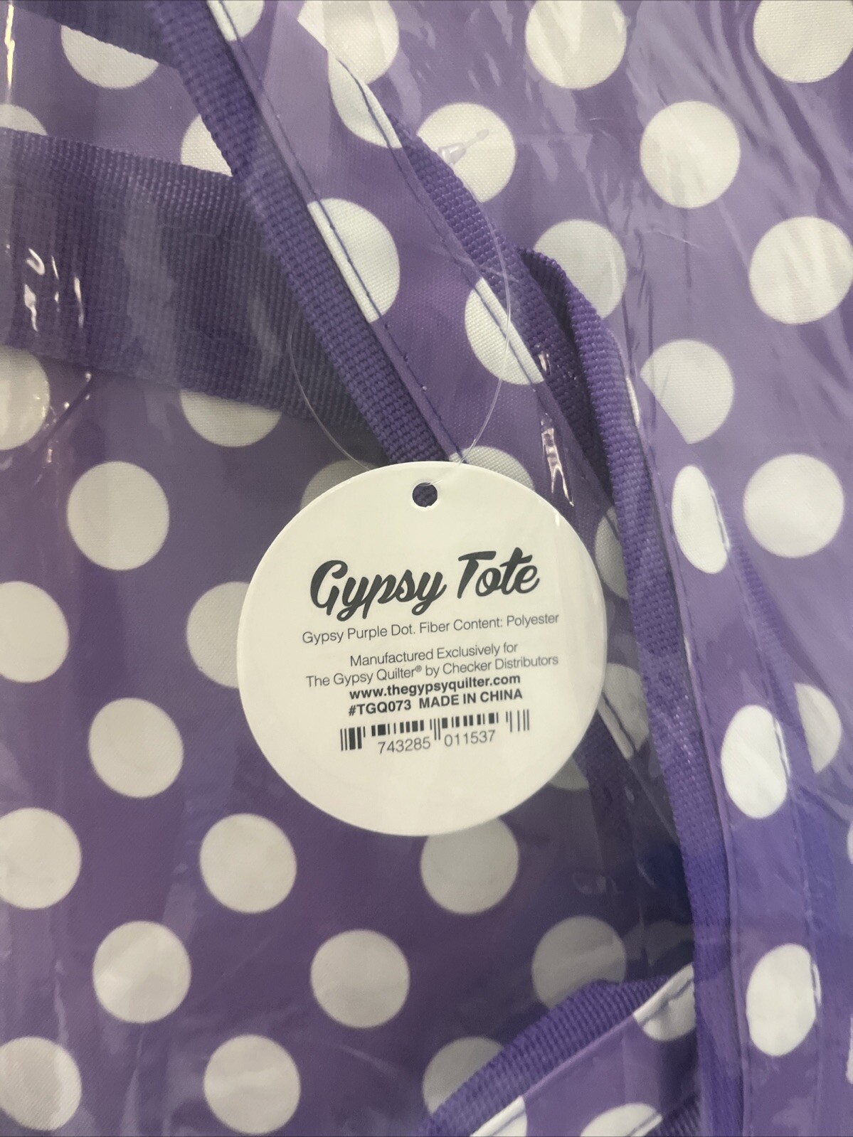 Gypsy Quilter Purple and White Dot Tote