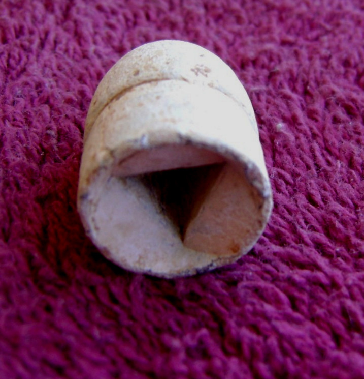 RARE .69 CALIBER FRENCH TRIANGLE CAVITY BULLET WITH TALL BASE (SHILOH)