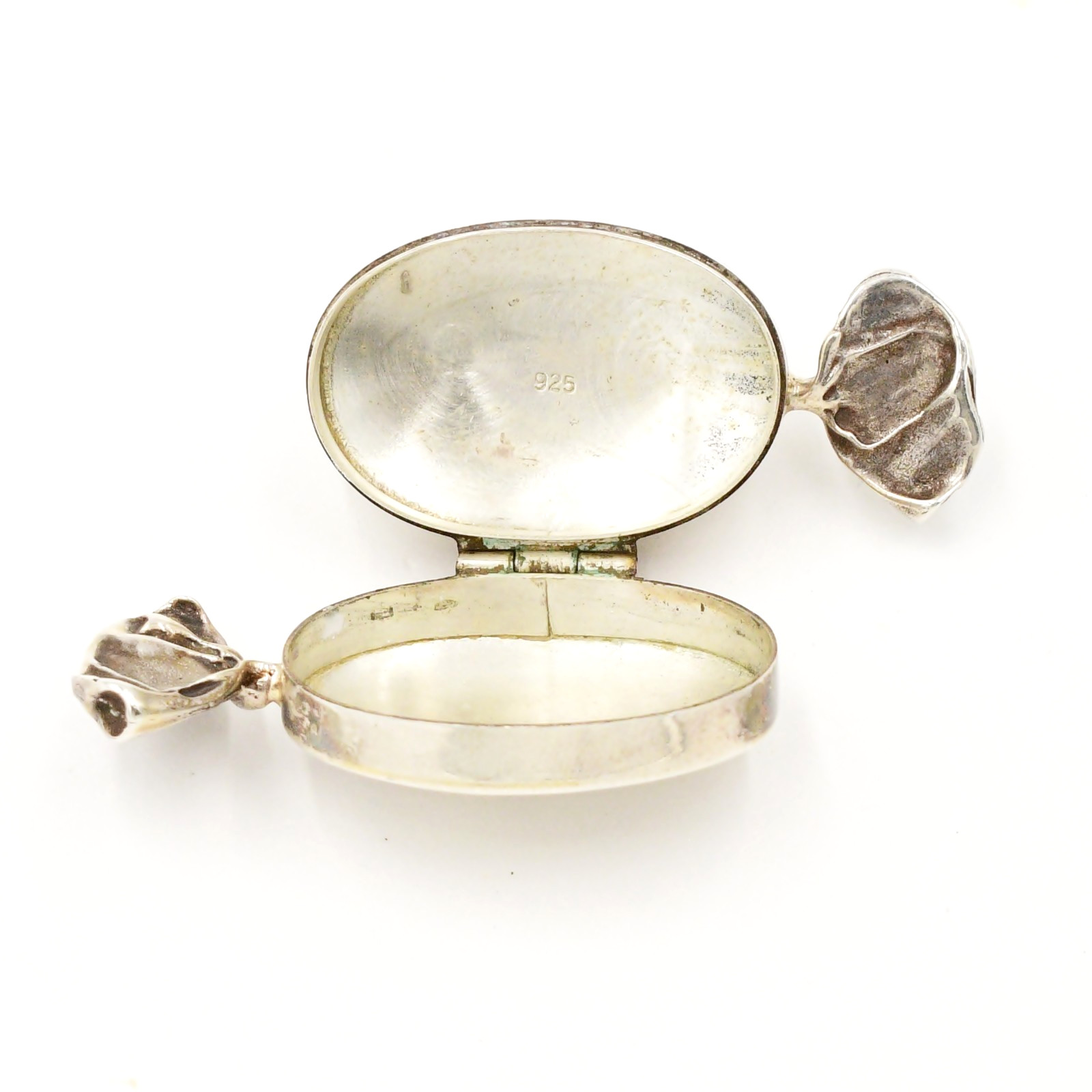 Sterling Silver 925 Stripped Candy Wrapper Hinged Storage Pill Box