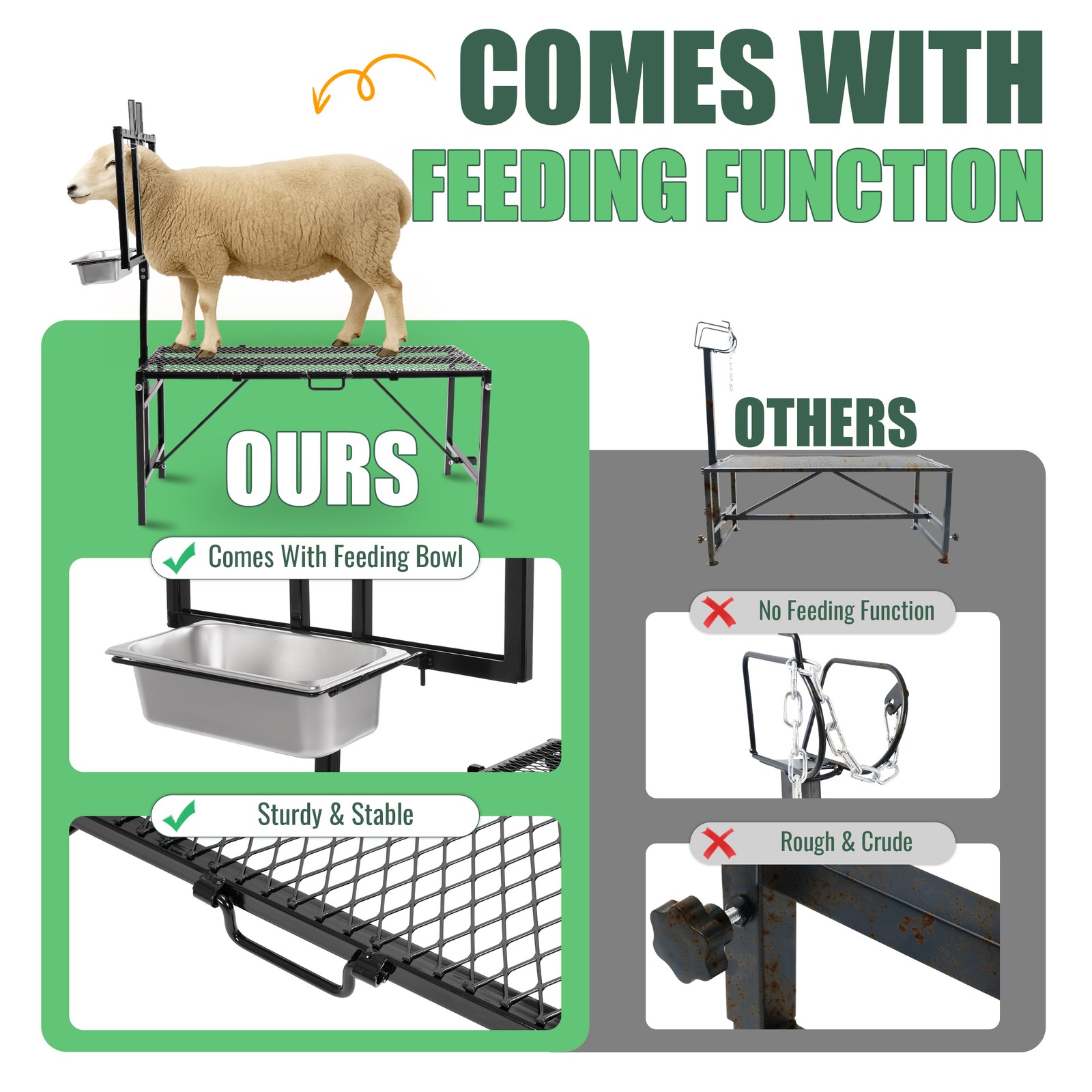 New Black Livestock Feeder Horned Milking Stand Adjustable For Goats & Sheep