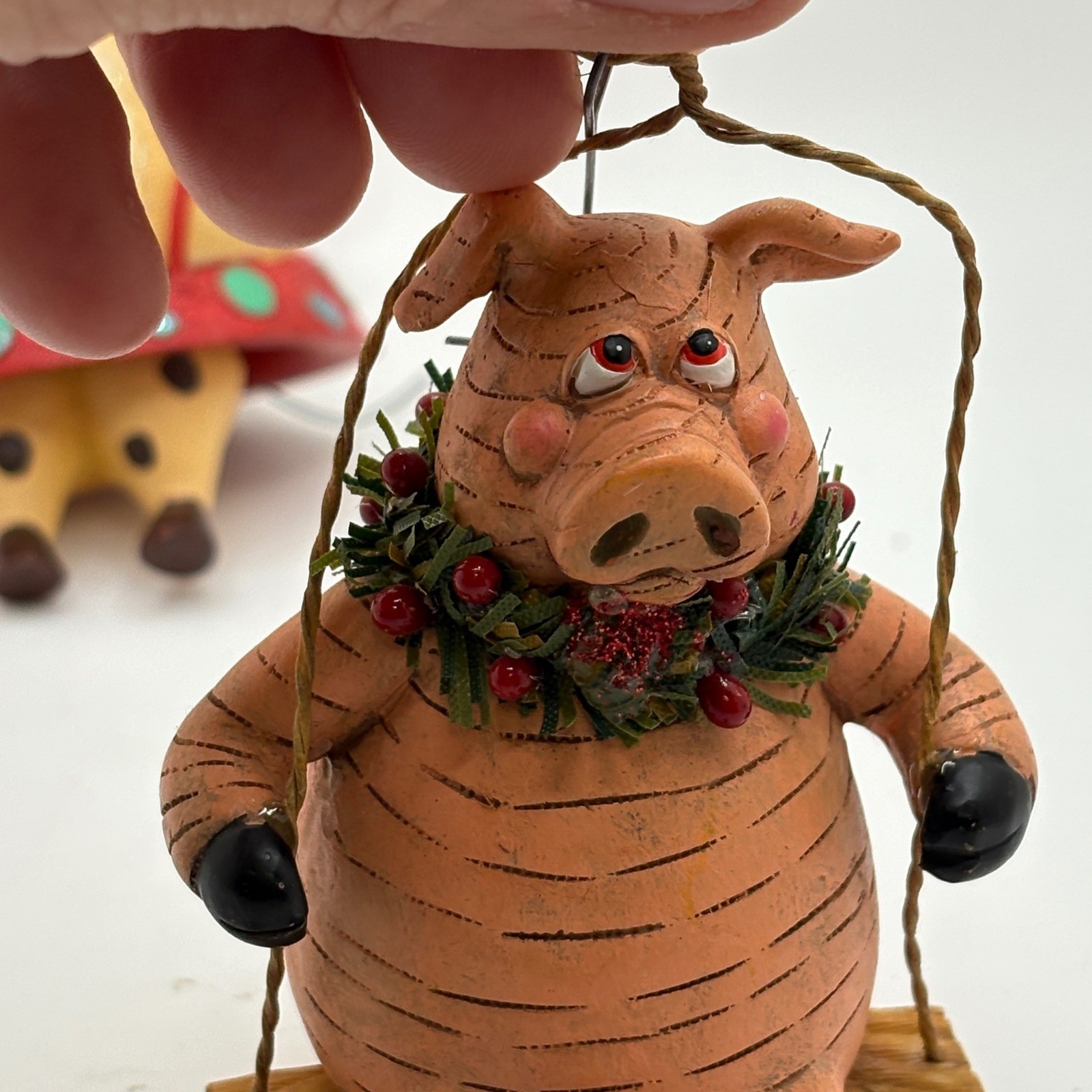 Charming Pig Ornaments Set of 2 Whimsical Holiday Decorations