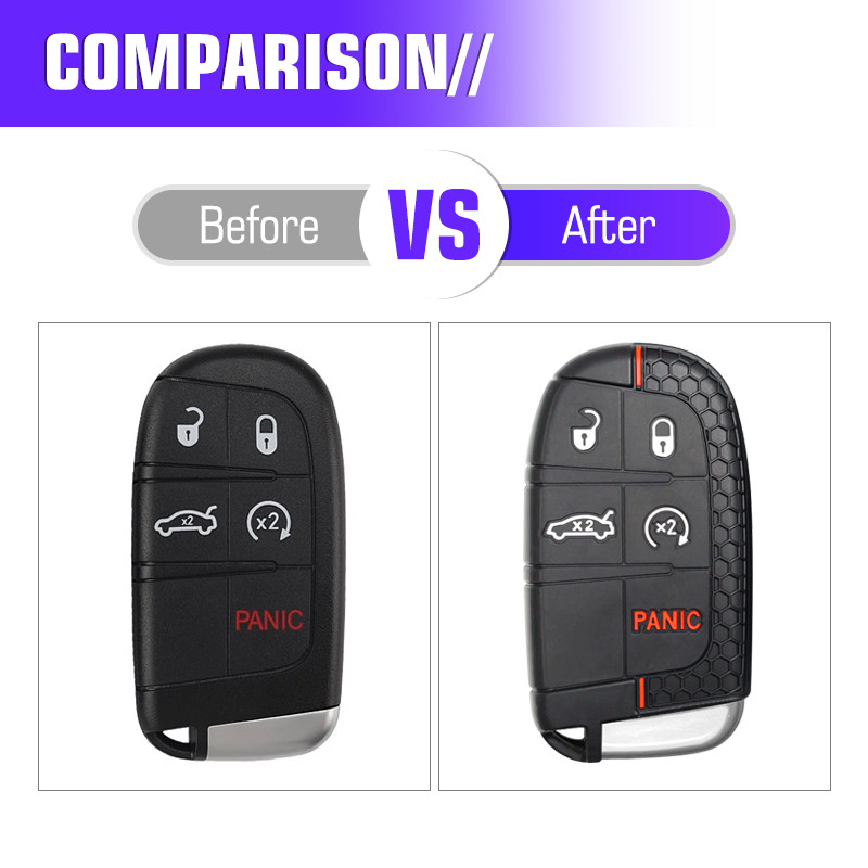 Silicone Key Cover for Jeep Grand Cherokee Renegade Dodge Challenger Durango NEW