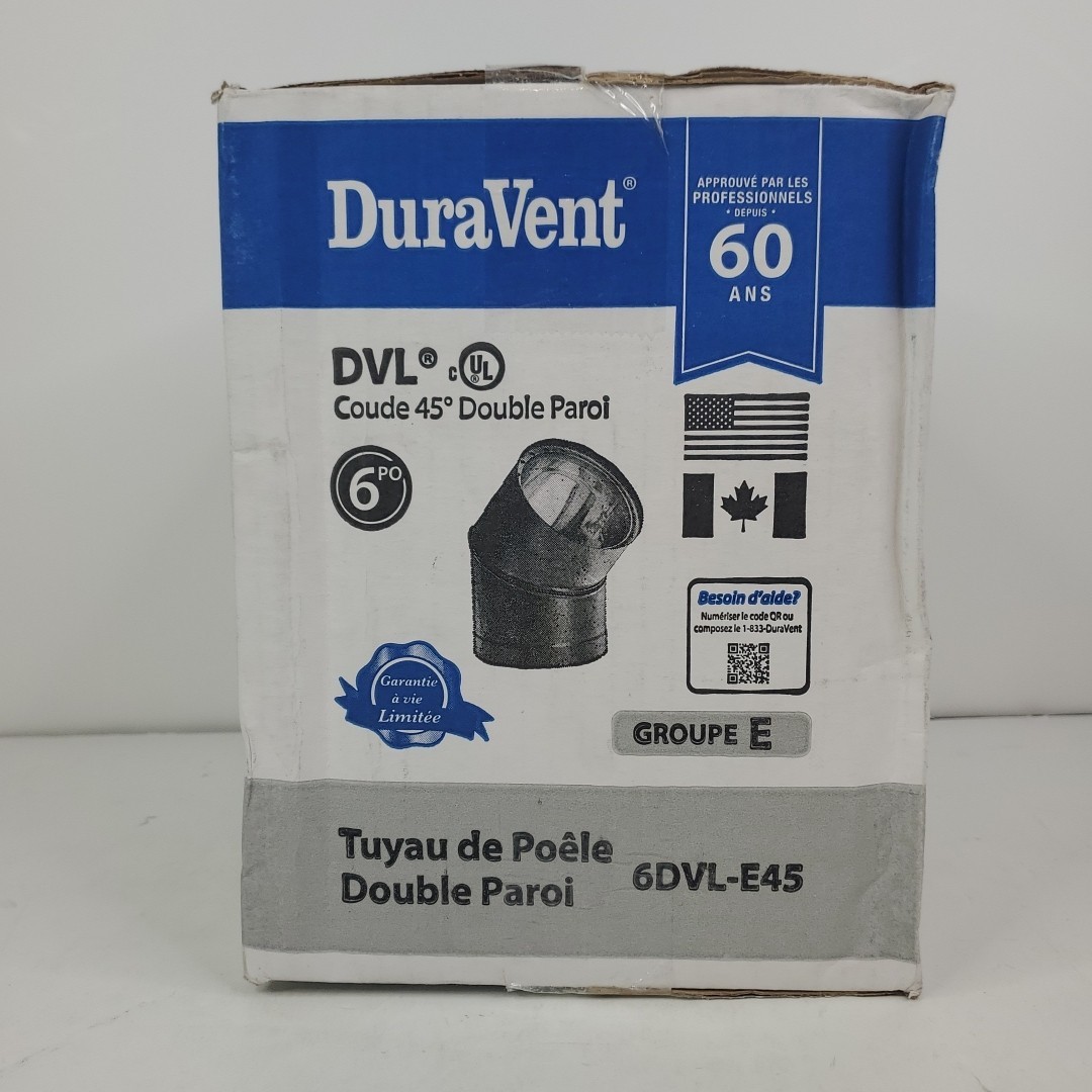 DuraVent DVL 6" Double-Wall adjustable 45 Degree Elbow - Black