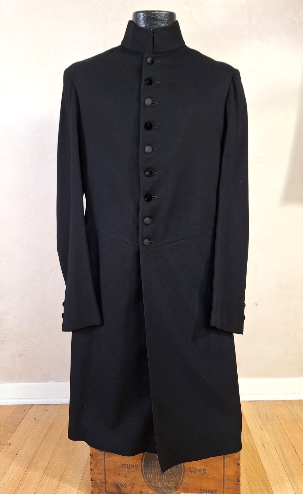 Antique Men's Black Single Breasted Frock Coat 36R S Vtg 1900s Victorian Masonic