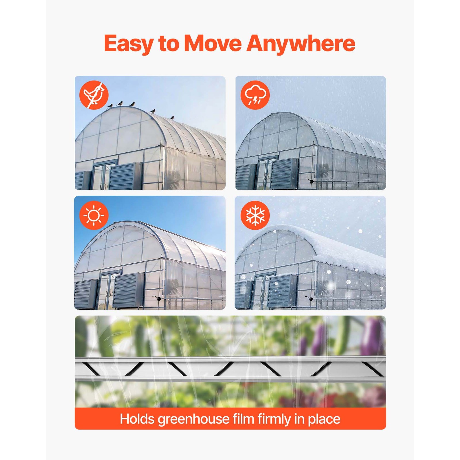 Uimoso Greenhouse Aluminum Lock Channel & Spring Wire Set, 20 Pieces, 6.56 ft