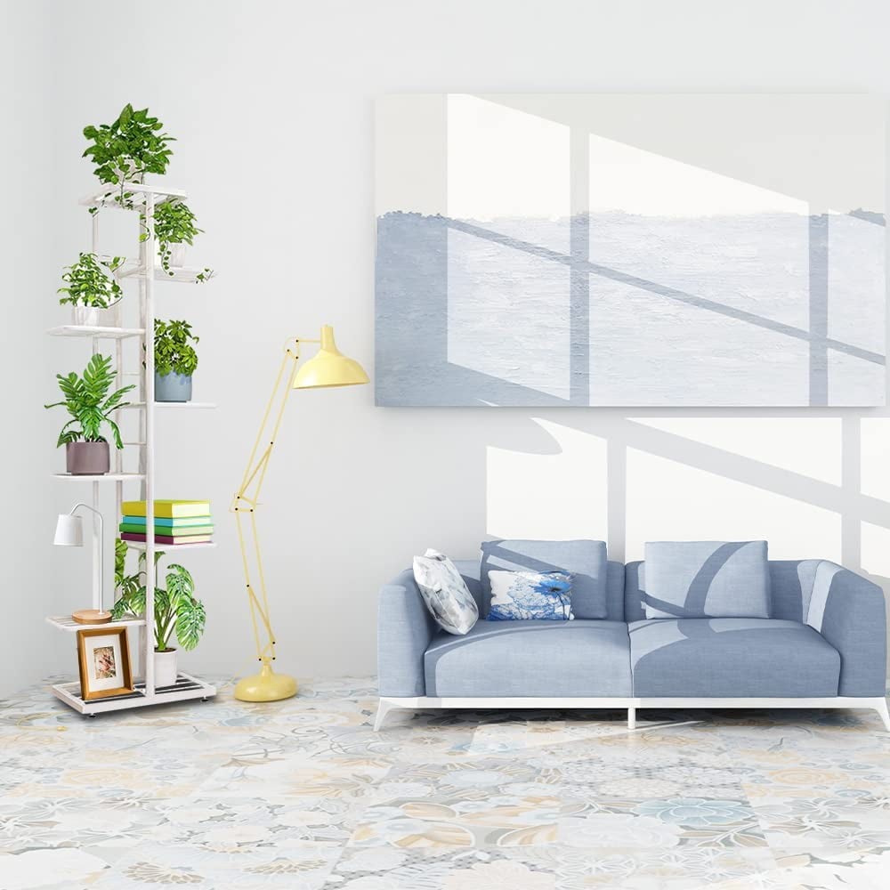 Indoor Outdoor Garden Plant Stand 8 Tier Metal Shelves Black Space Saver