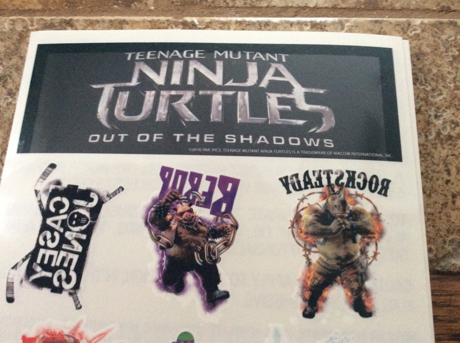 Teenage Mutant Ninja Turtles Tmnt Out Of The Shadows Temporary Tattoos Sheet