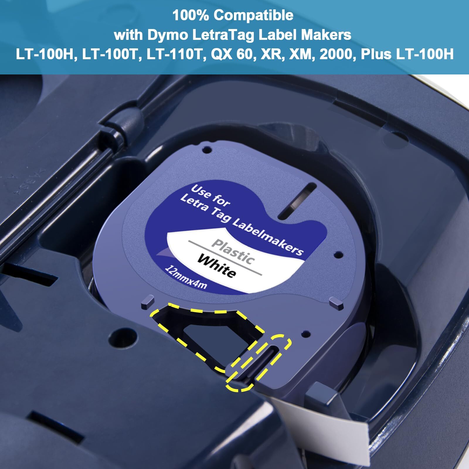 5PK Dymo Letratag Refill 91331 91330 White Plastic Label Tape 12mm LT-100H 1/2"