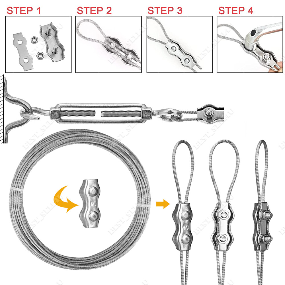 Sun Shade Sail Hardware Fitting accessories Turnbuckles Pad eyes Wire Rope Kit