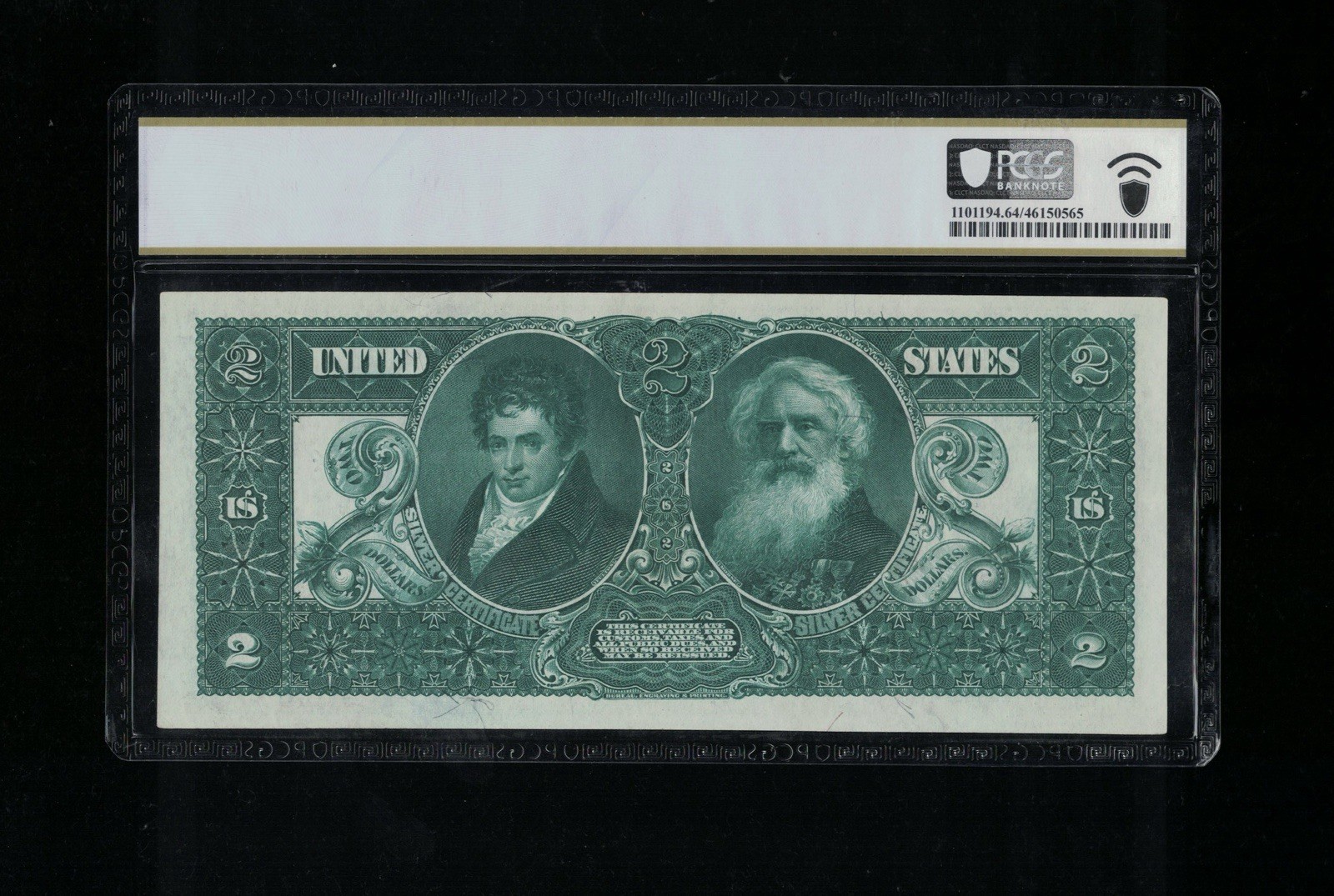 SC 1896 $2 Fr.247 **3 Digit S/N** “Educational” Silver Certificate - PCGS 64
