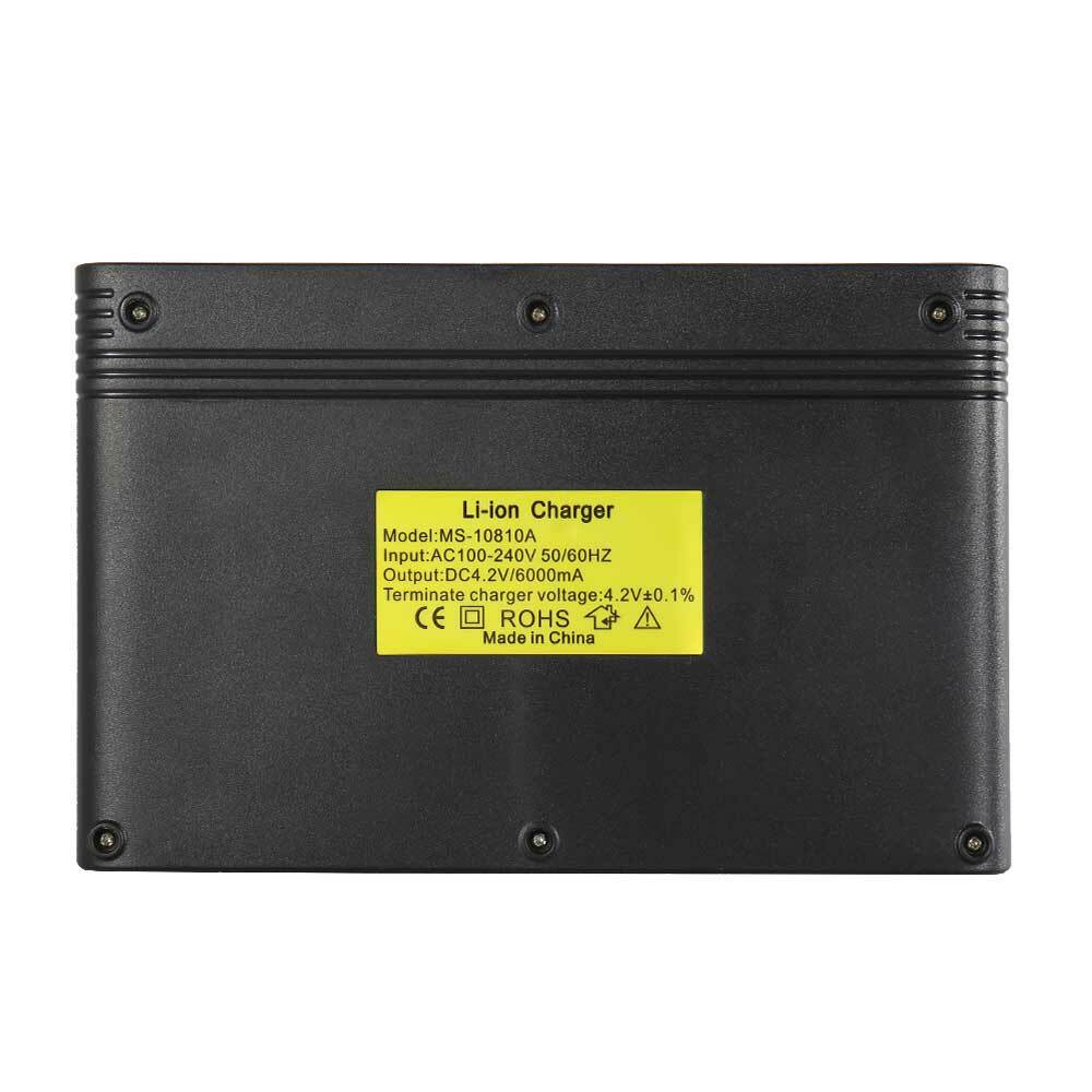 SkyWolfEye 10 Slot Battery Wire Charger 3.7V Li-Ion For 26650 18650 16340 14500