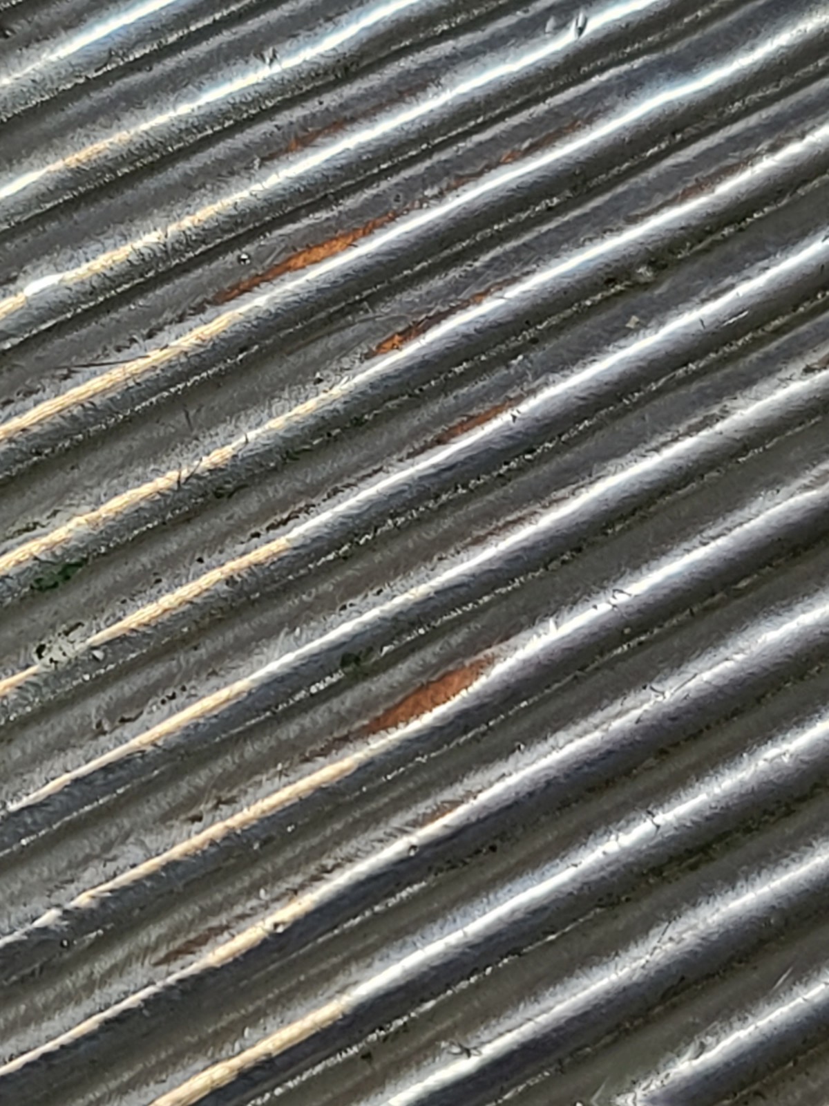 Antique Silver & Copper Plated Glass Ribbed Hip Flask 5-3/8" Tall Vintage