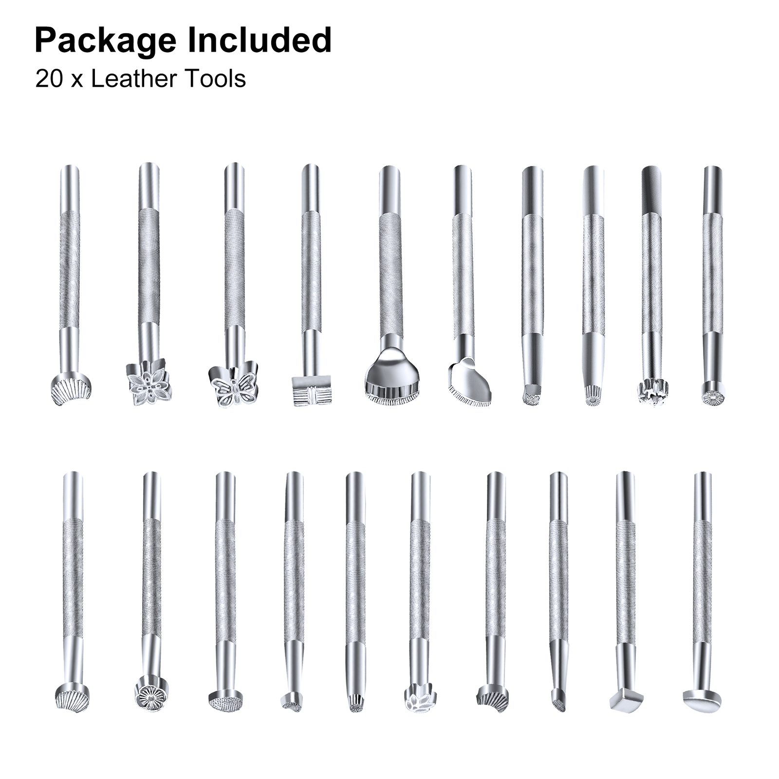 20x Leather Stamping Tools, Saddle Making Stamp Punch Set, for Craft DIY Working