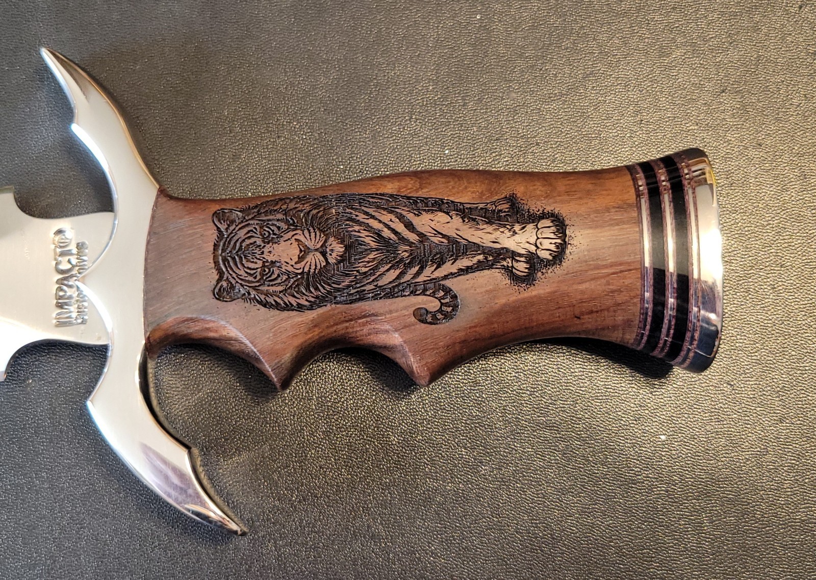 Impact Cutlery Custom D2 Steel Dagger Knife Engraved Rosewood Handle- 2402