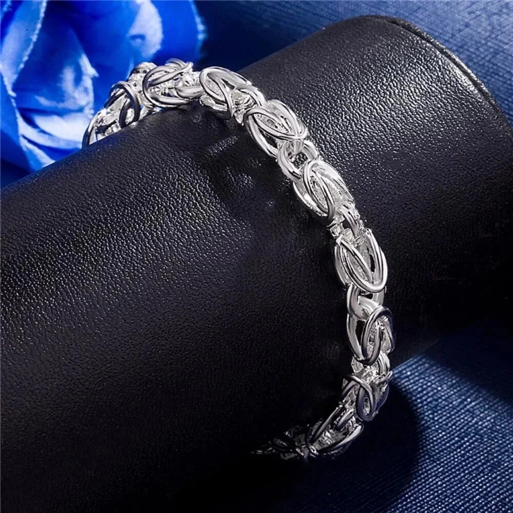 ALIZERO 925 Sterling Silver Faucet Chain Bracelet Women Men Fashion Fine Jewelry