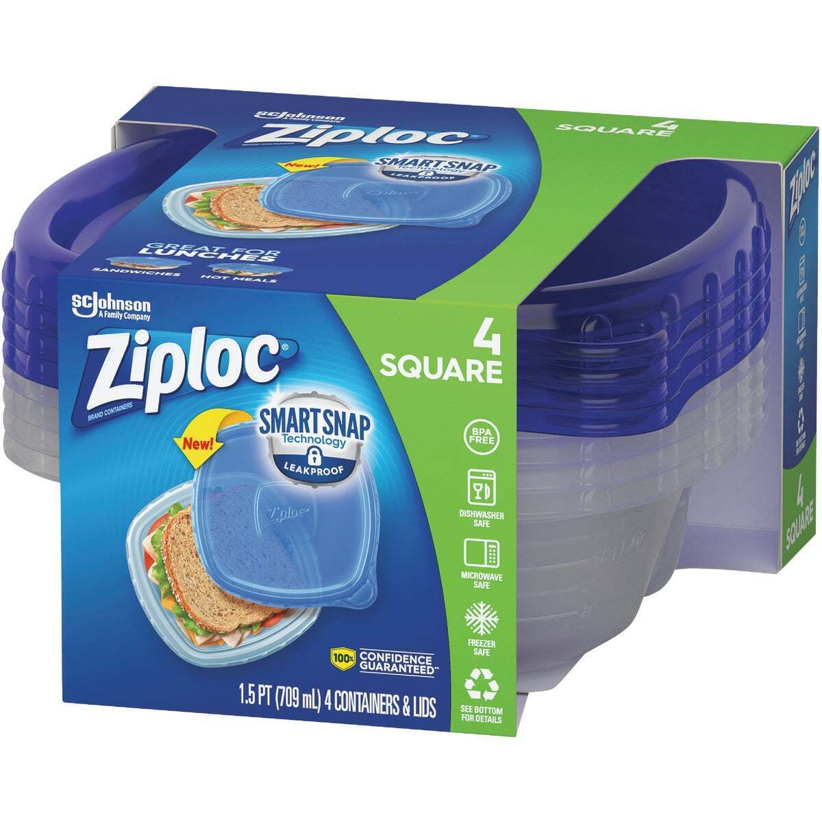 Ziploc Container Sm Square 4Ct,