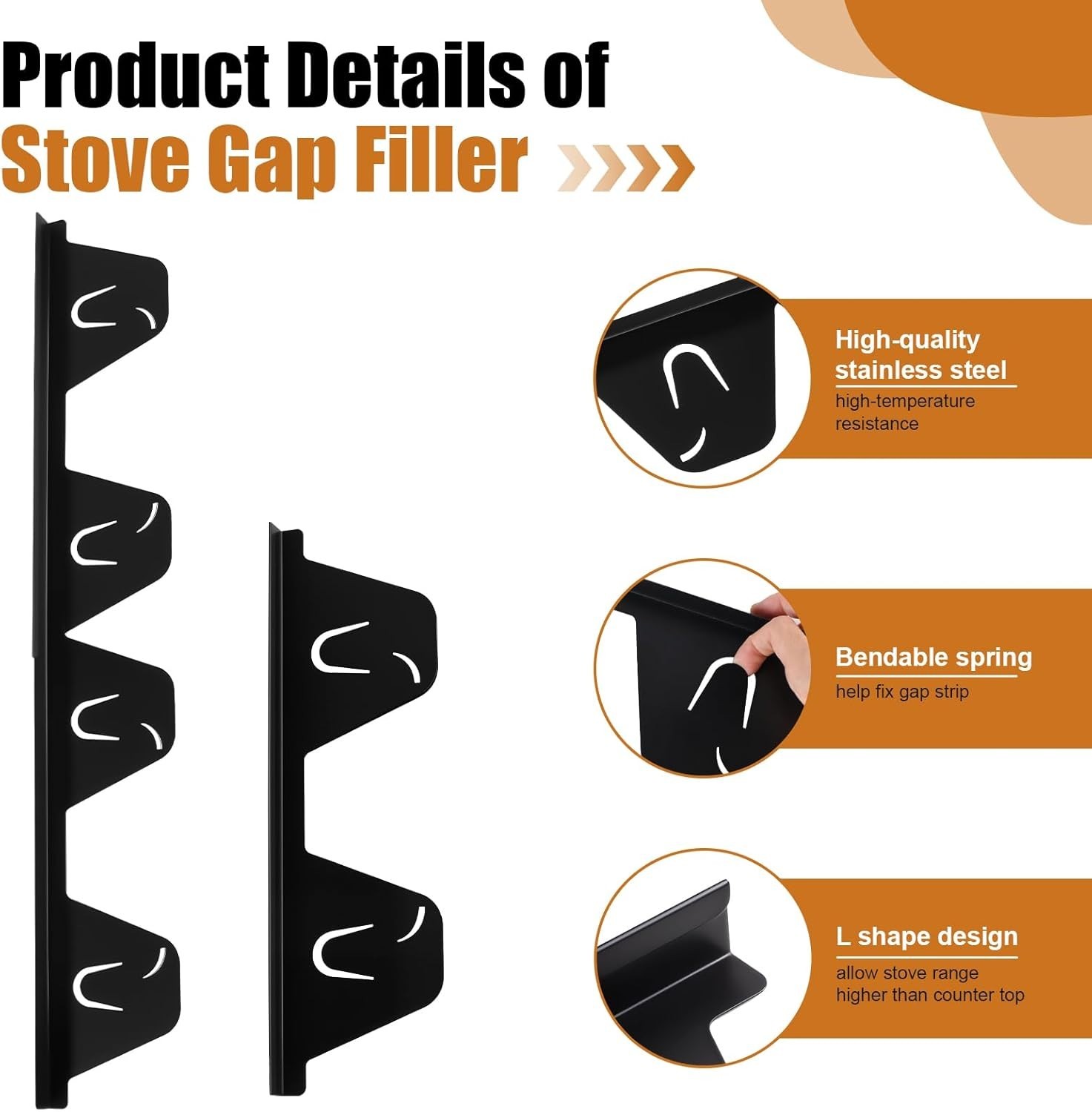 2 Pack Stove Counter Gap Cover Stainless Steel,Stove Guard for Kitchen Oven Coun