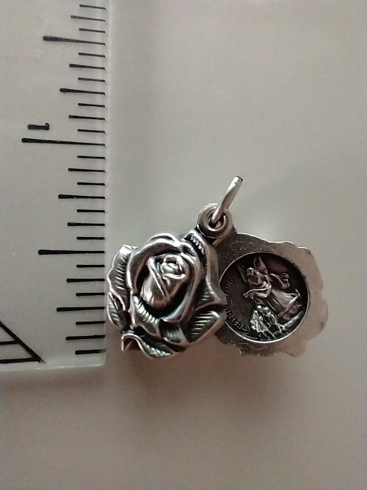 Catholic St Michael Guardian Angel Silver Tone Locket Petite Medal, Italy