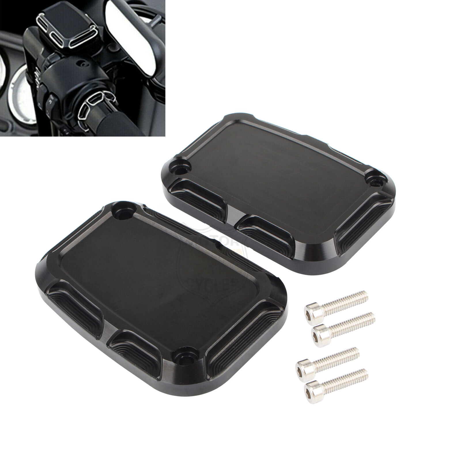 Black Front Brake Master Cylinder Cover For Harley Electra Glide Road King V-Rod