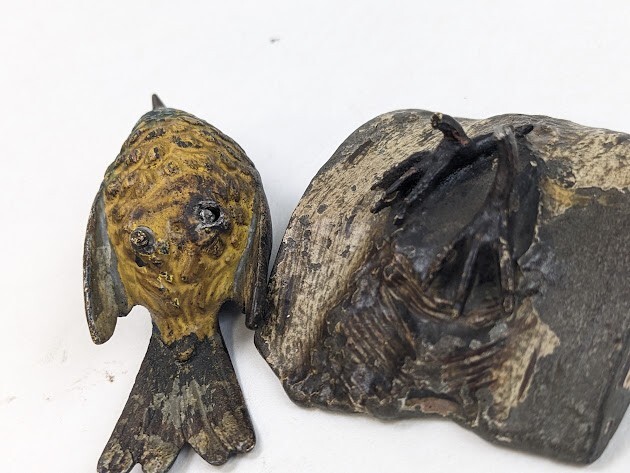 Antique Austrian Vienna Cold Painted Bronze Bird Miniature As-Is for repair