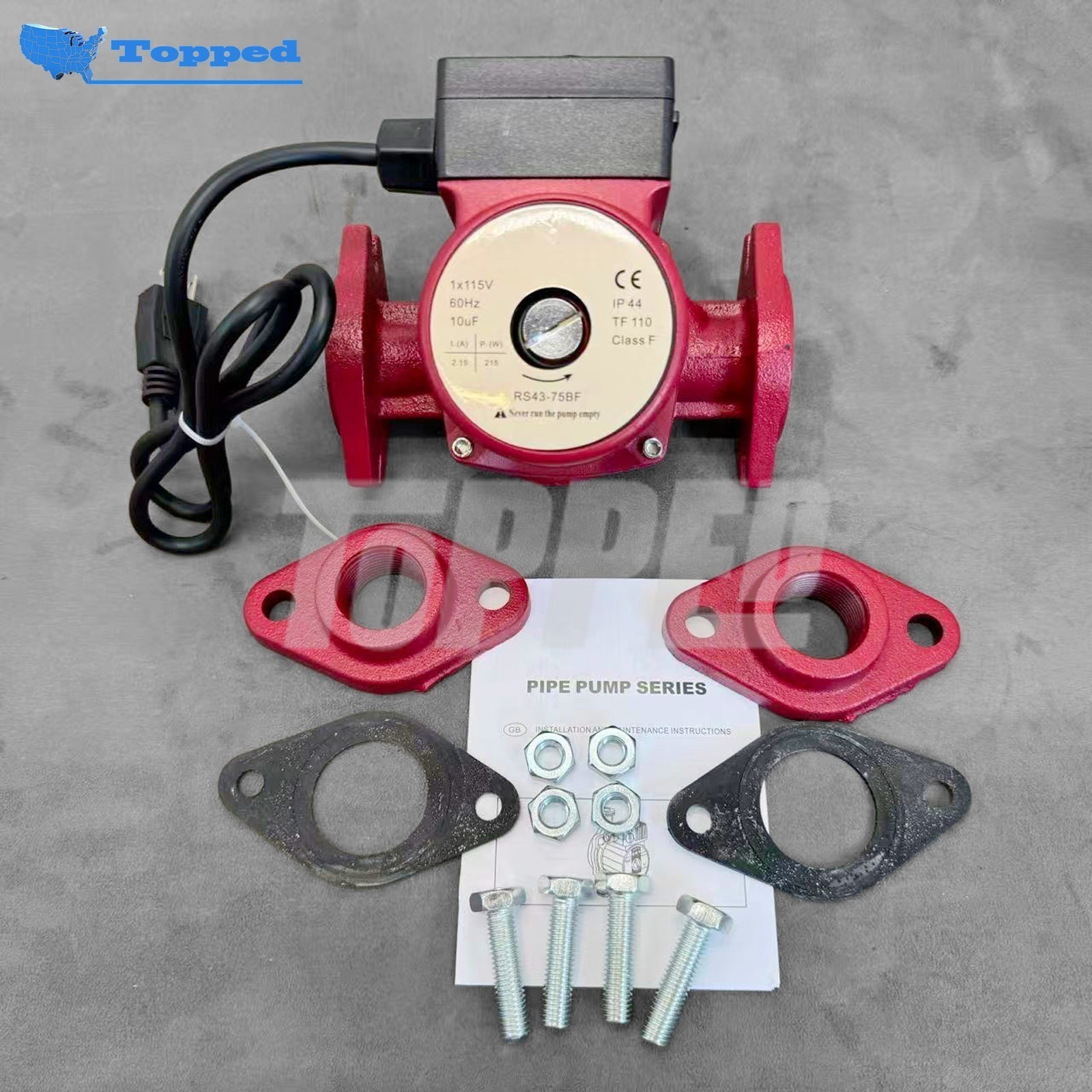 UP43-75BF Bronze Circulator Pump for Grundfos 115V 1-Speed 40.9GPM 1-1/2"Flange