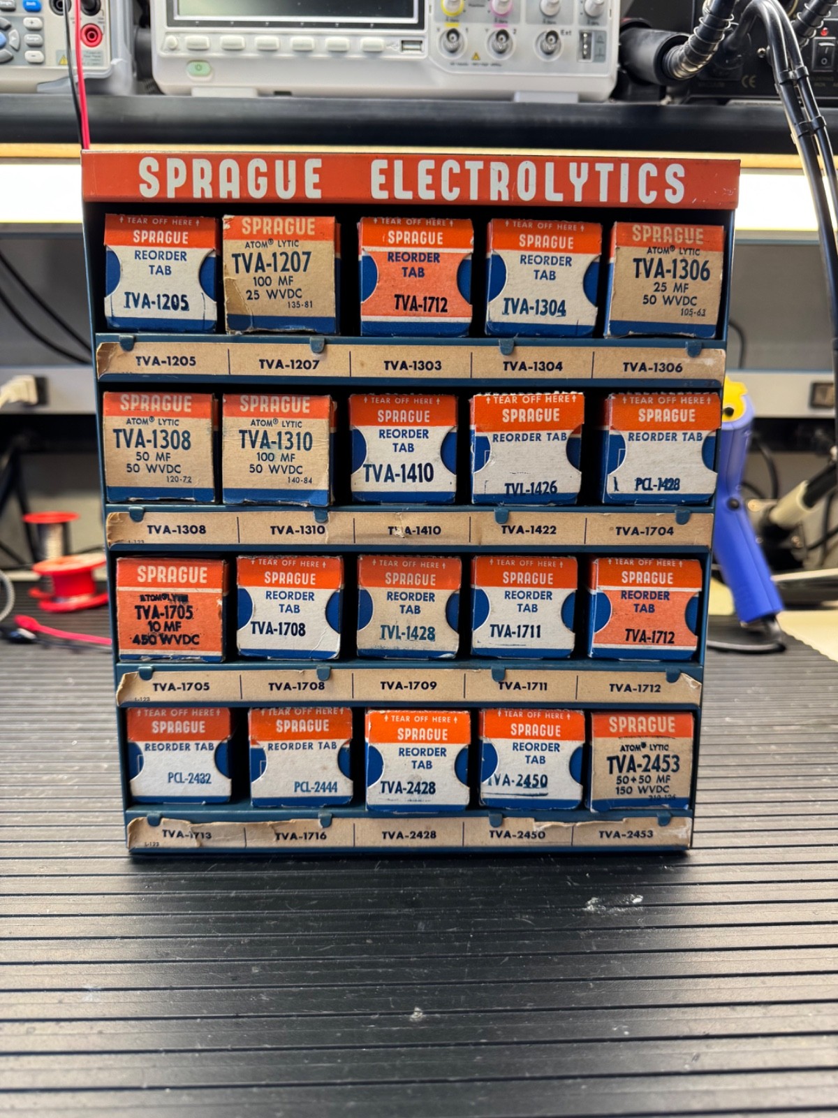 Vintage Sprague Electrolytic Counter Display + Original Boxes - Some Caps - RARE