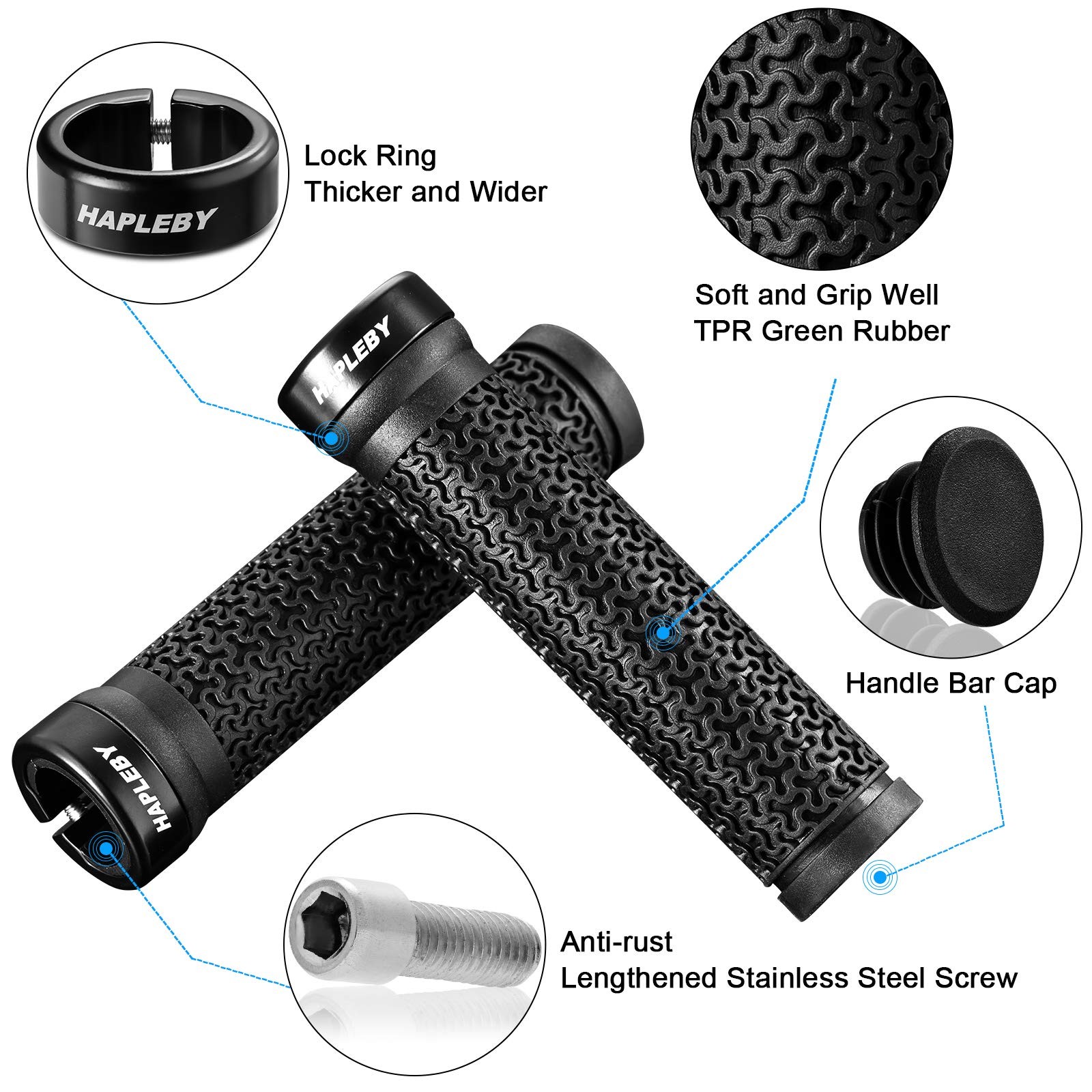 Premium Bike Handlebar Grips, Single Lock-on Professional Mountain Bicycle Ha...