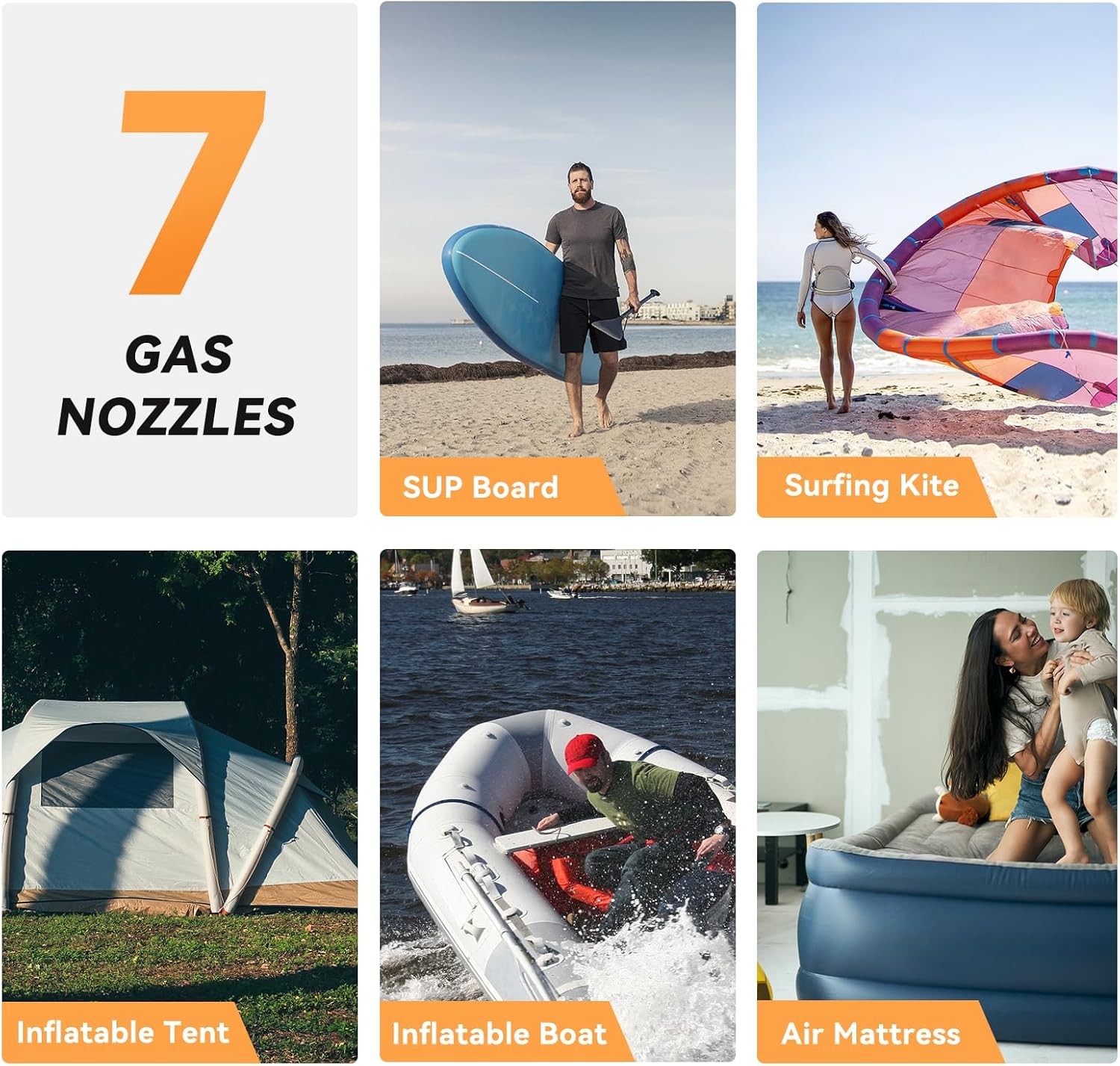 Electric Paddle Board Pump, Rechargeable 20PSI SUP Pump, Dual-Stage