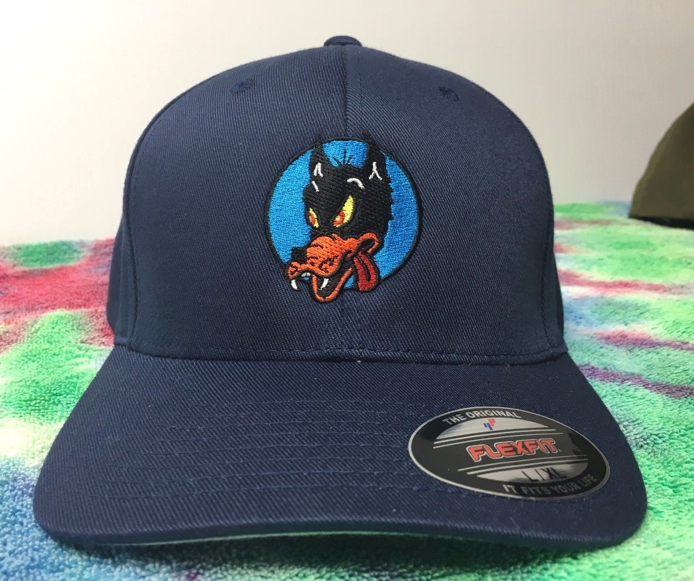Grateful Dead Wolf Embroidered Flexfit Ball Cap Black, Navy or Olive S/M L/XL 2X