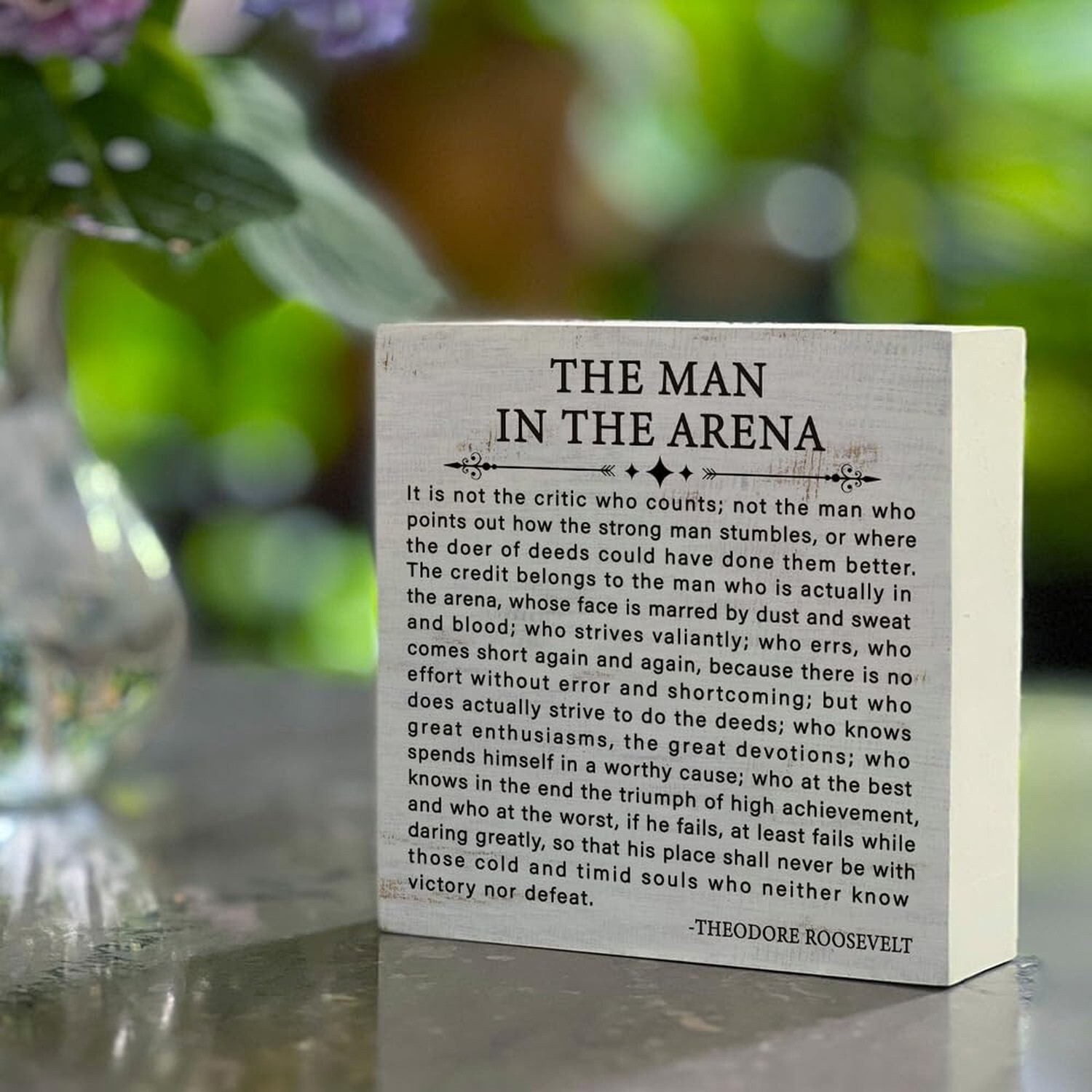 Inspirational Quote the Man in the Arena Wood Box Sign, Motivational Office G...