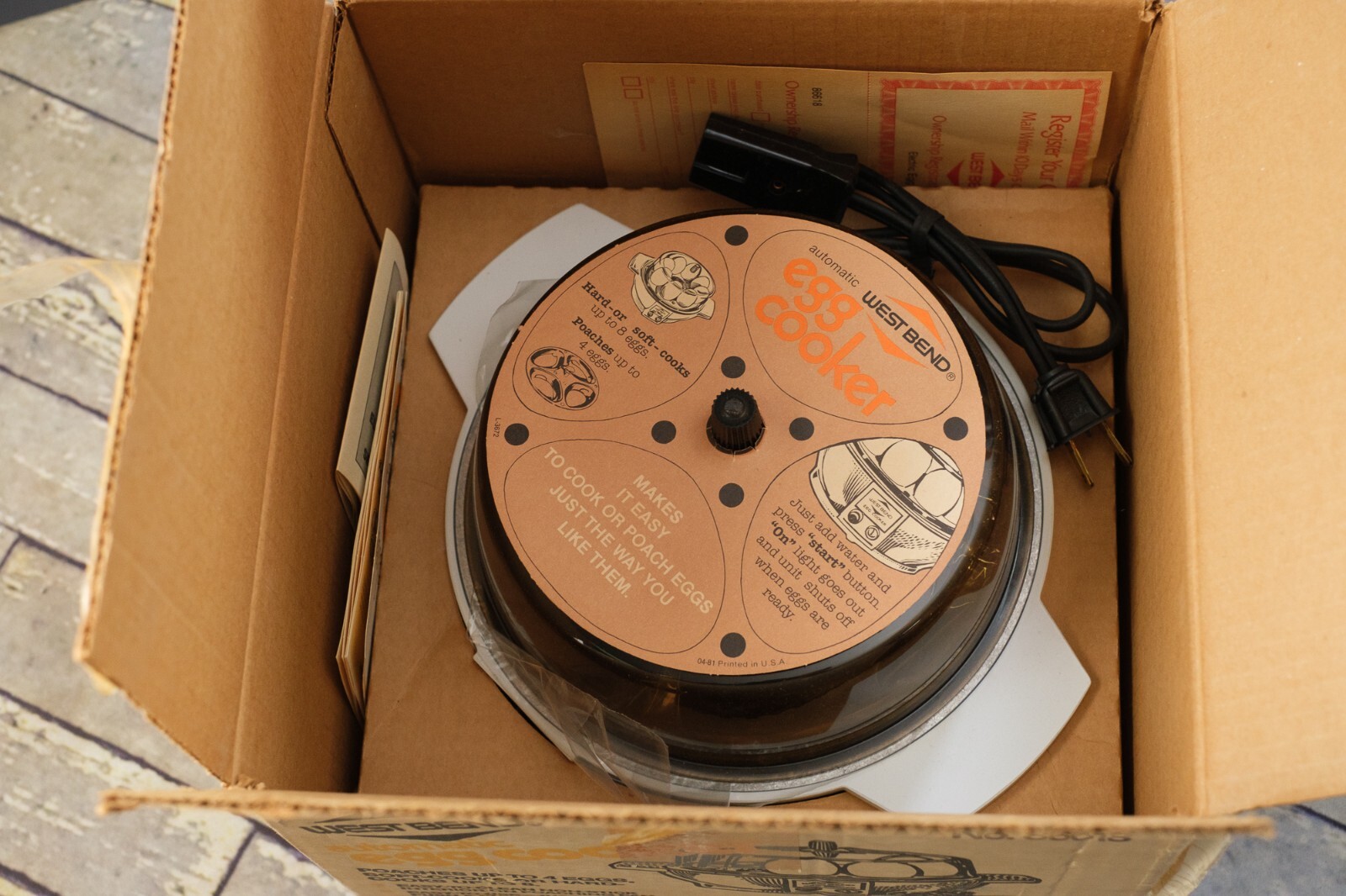 WEST BEND Automatic Egg Cooker 86618 NOS Original Box Instructions Vintage