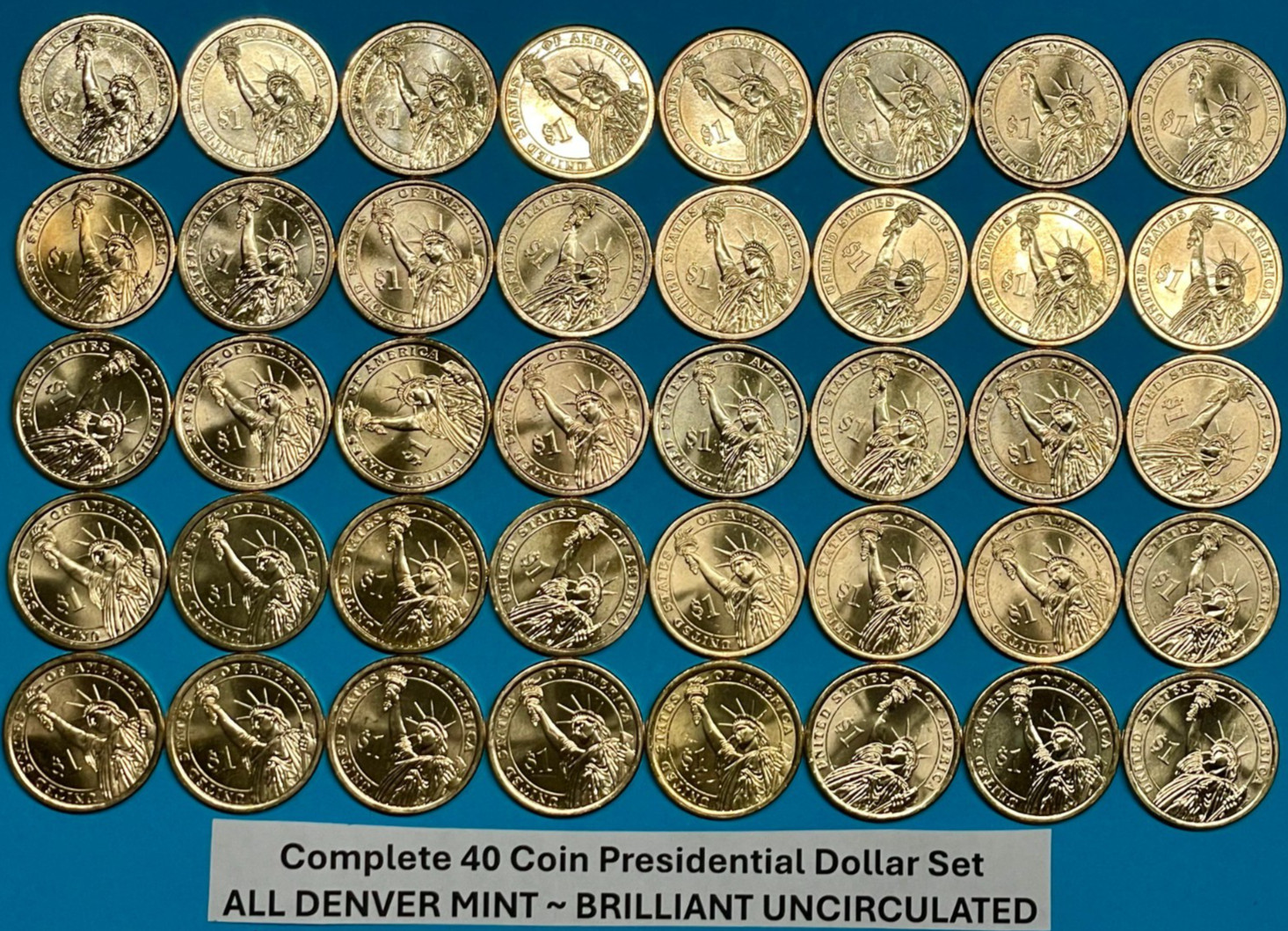 Complete Presidential Dollar DENVER MINT Set ALL 40 UNCIRCULATED Coins 2007-2020
