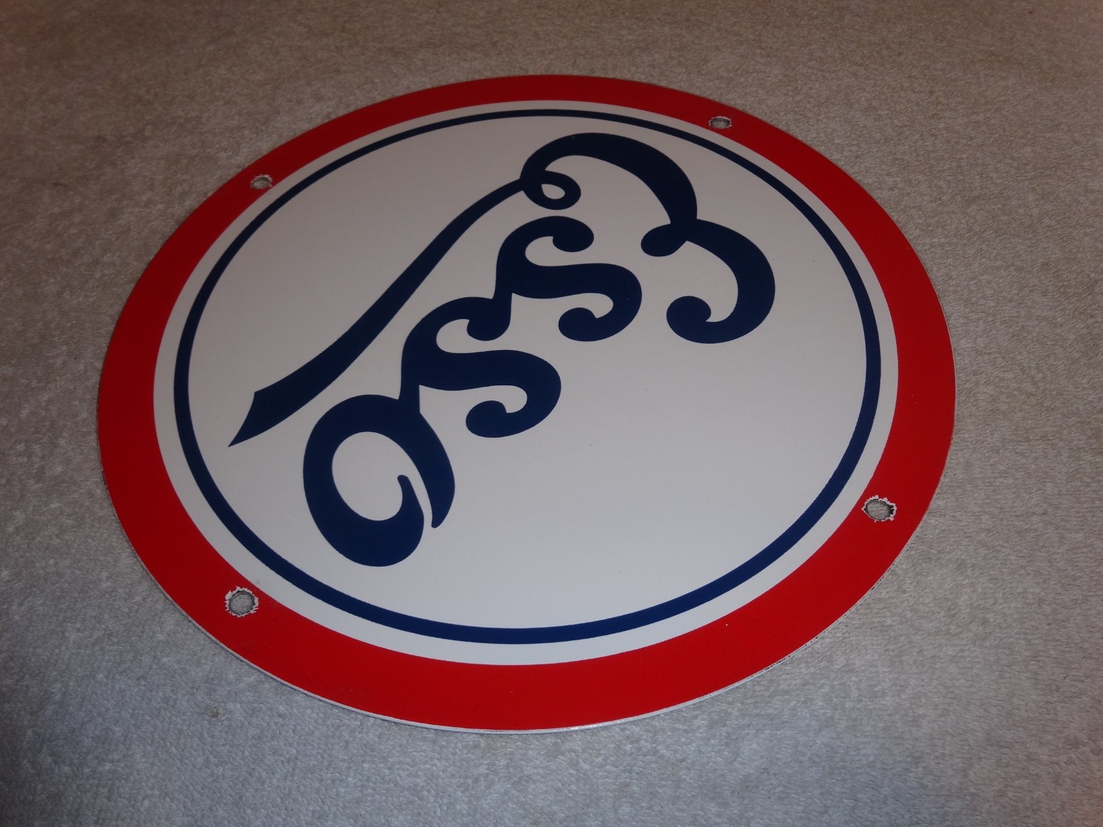 VINTAGE ESSO GASOLINE CURSIVE PORCELAIN METAL SERVICE STATION GASOLINE OIL SIGN!