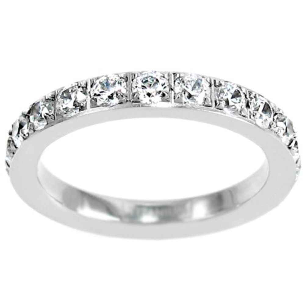 Stunning Titanium 2.0 Carat CZ Eternity Wedding Band Ring
