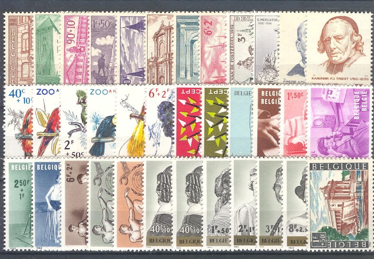 BE - BELGIUM 1962 complete year set  MNH