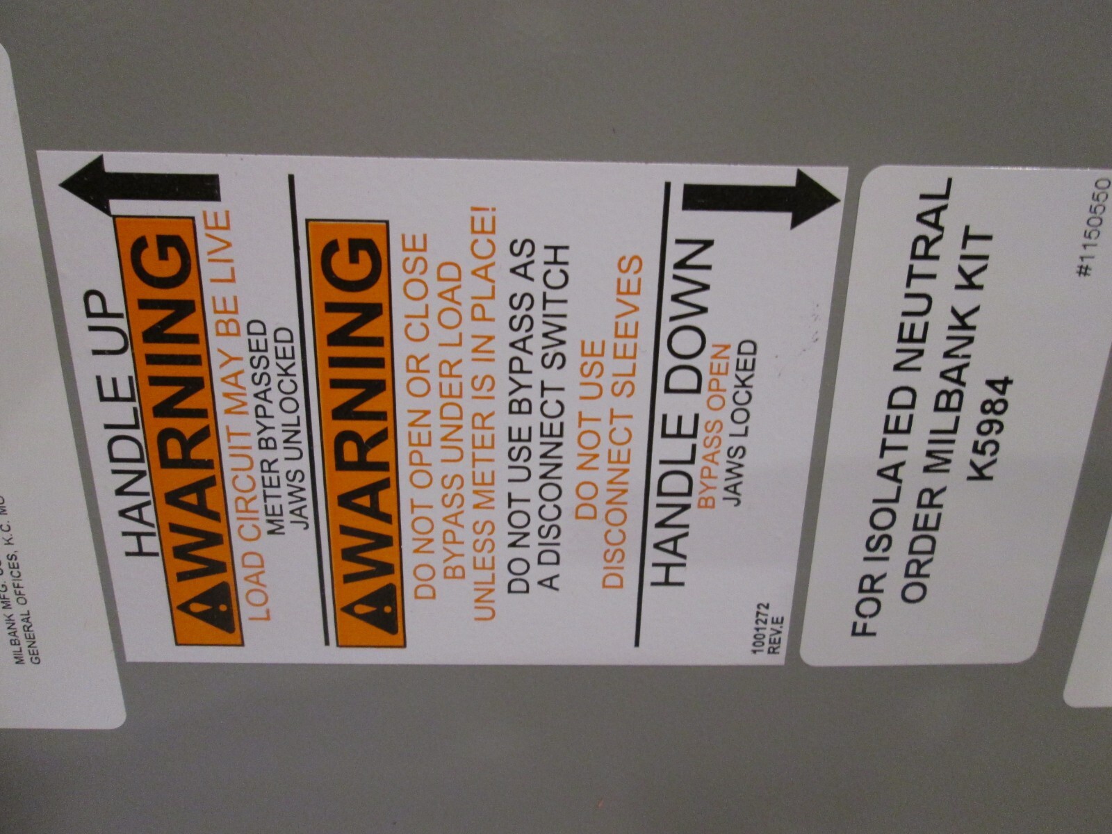 MILBANK - meter socket - 320 amp - 3 Phase - 7T BYPS U4342-R-K7-K6-BLG-AEPU