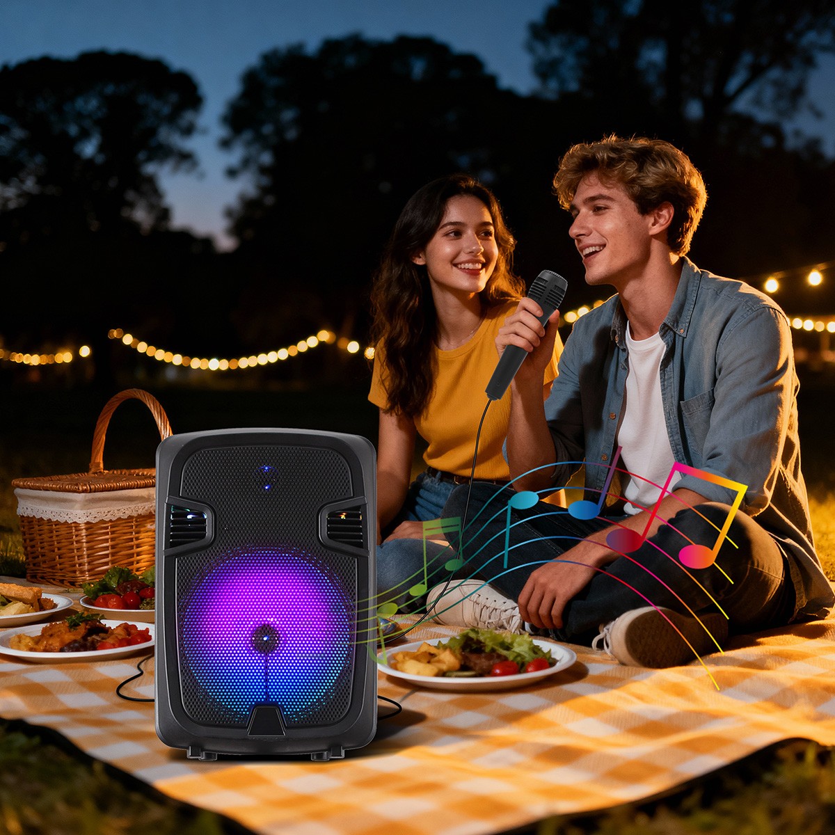 12'' 10000W Loud Large Party Speaker Bluetooth Heavy Bass Sound Party & Micphone