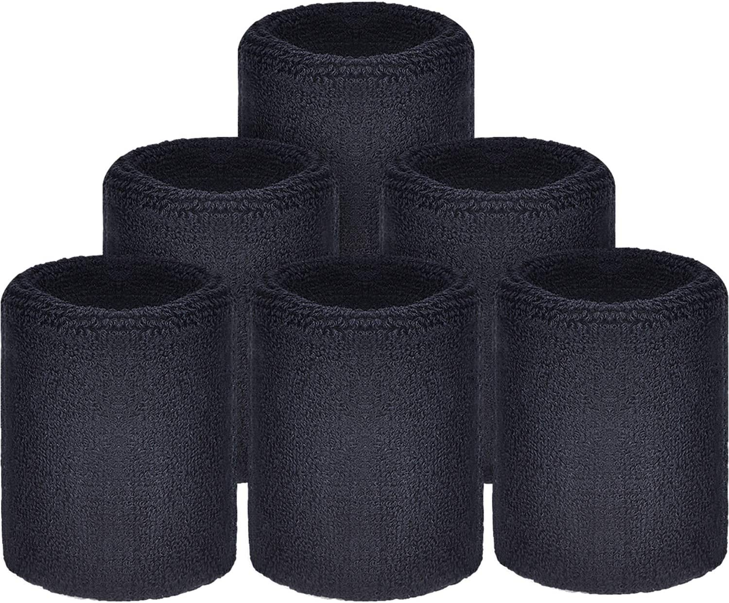 6 Pack Wrist Sweatbands Tennis Wrist Bands Absorbent Sweatbands for Football Bas