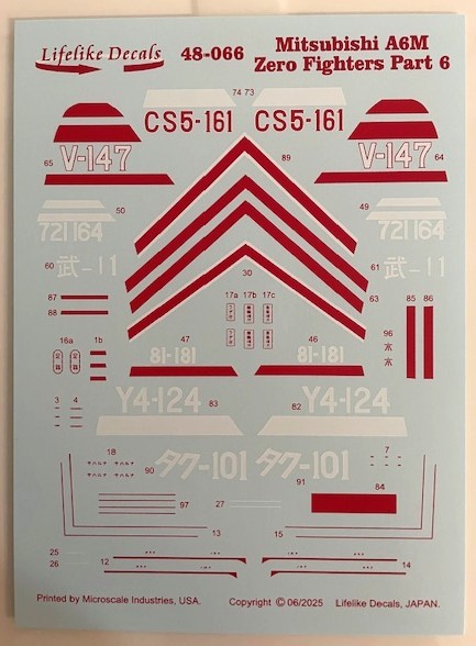 Lifelike 1/48 decals Mitsubishi A6M Zero Fighters Part 6 - 48-066
