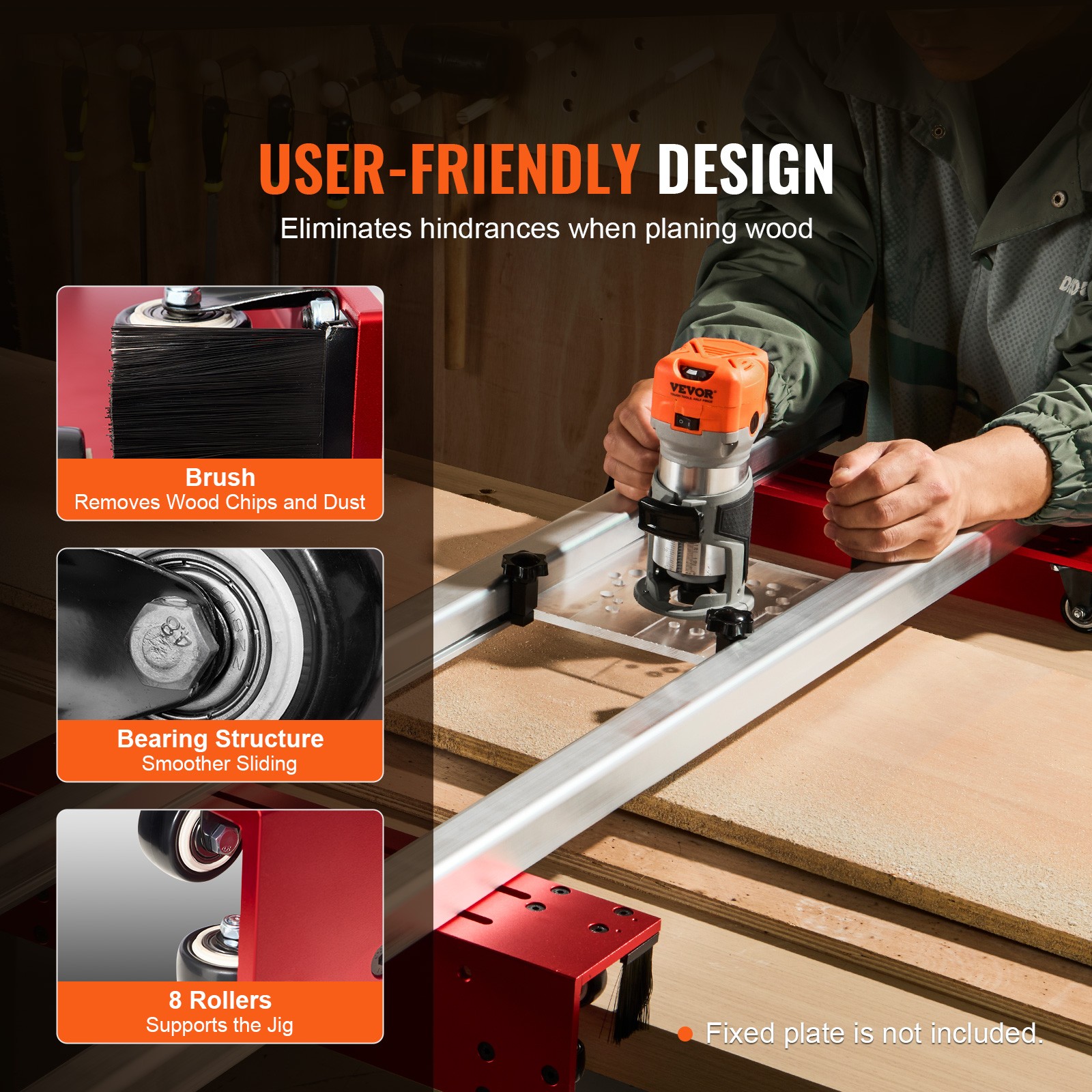 Router Sled Adjustable Wood Slab Flattening Mill Router Jig 60" Length