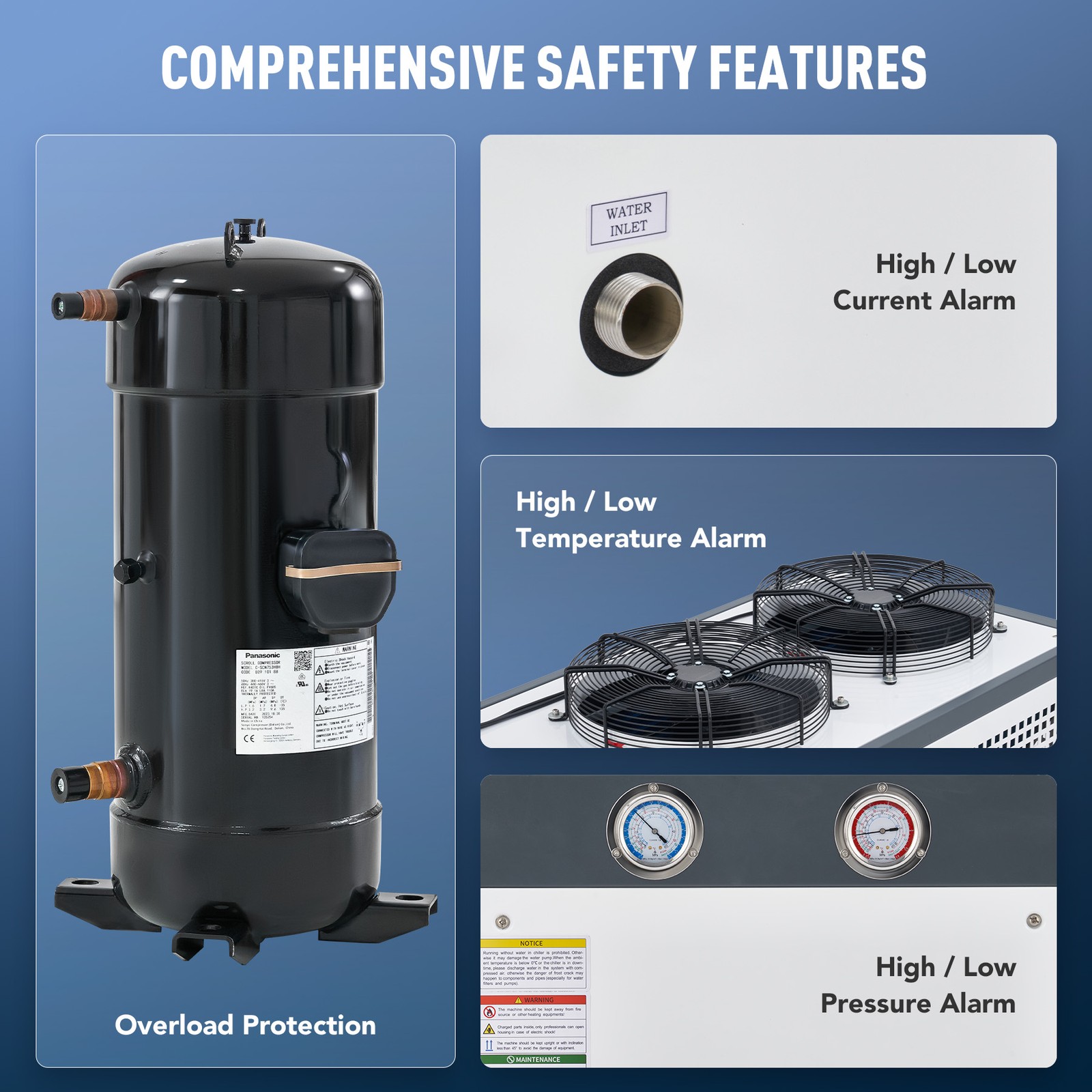 CREWORKS 7.5HP R32 Air-Cooled Chiller Industrial Water Chiller 15.8 gal. Tank