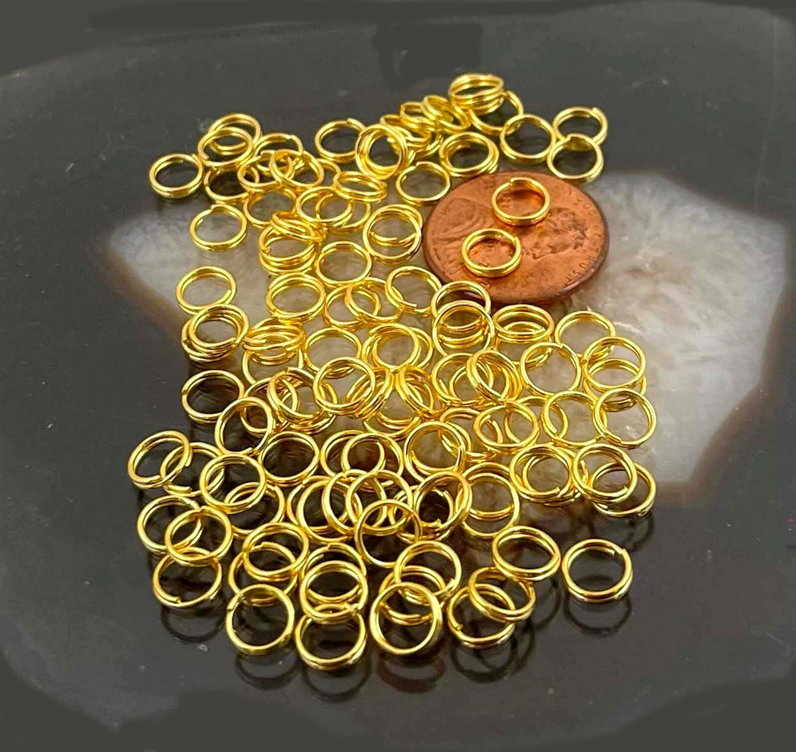 50 Gold Plated Double Split Jump Rings Findings Connectors 22 gauge 6mm