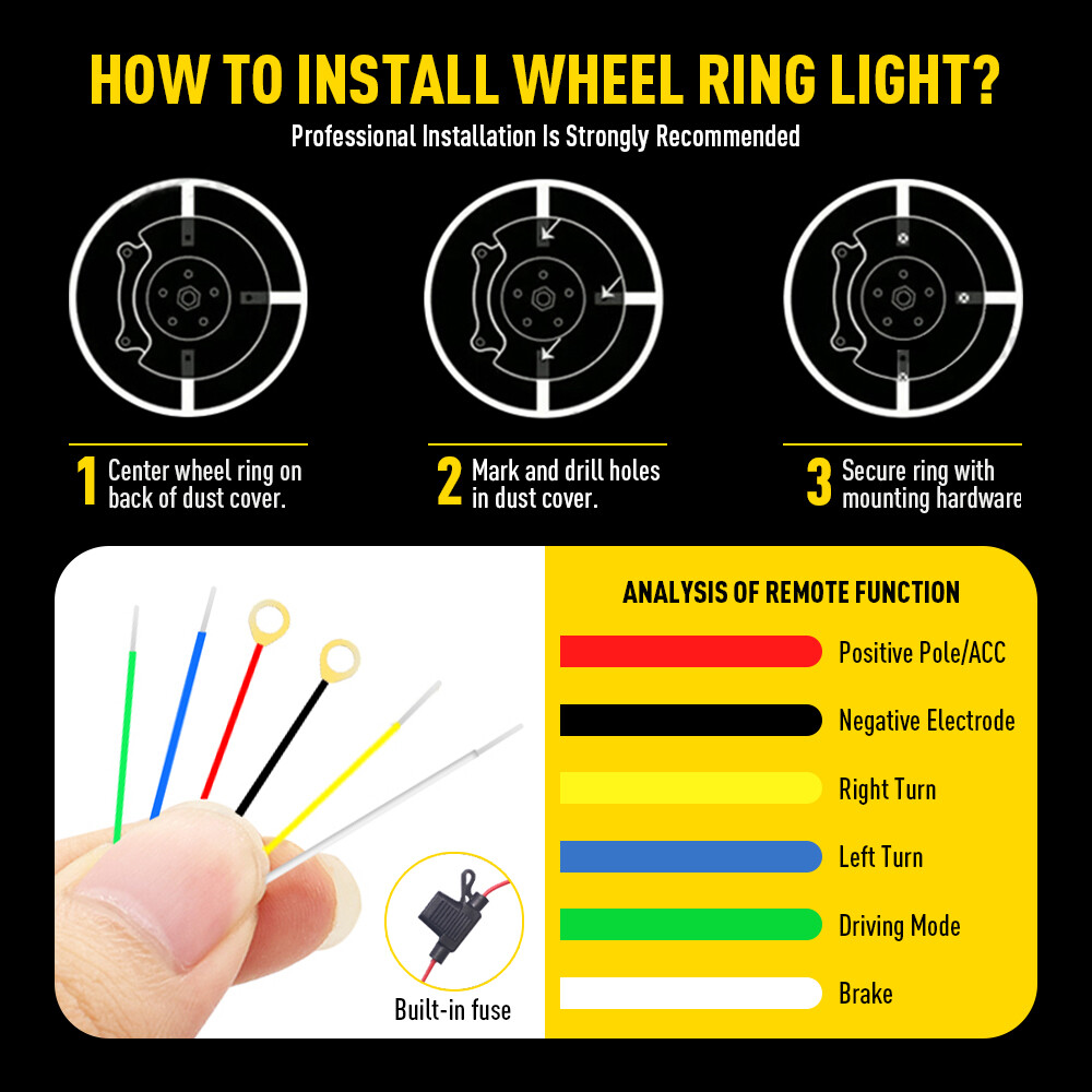 4x 17.5" Brightest QUAD ROW Multi-color RGB LED Car Truck Wheel Rings Rim Lights