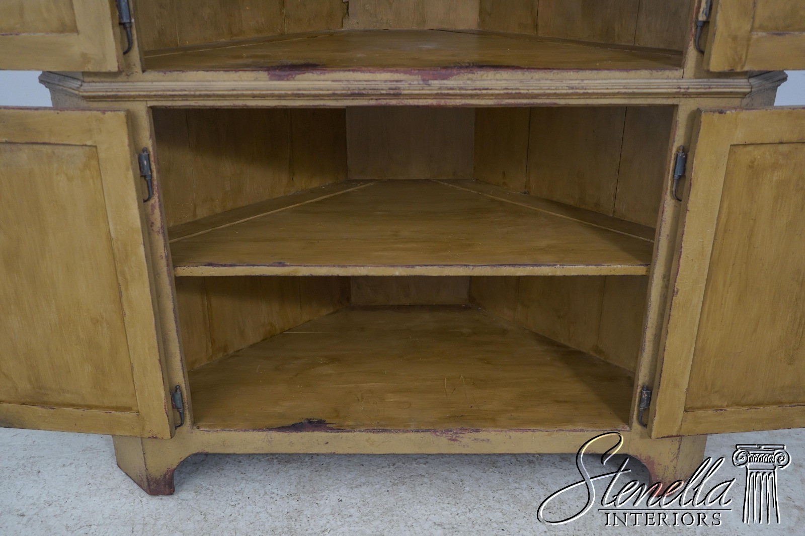 L60554: J.MURPHY Hand Crafted Painted Country Corner Cabinet