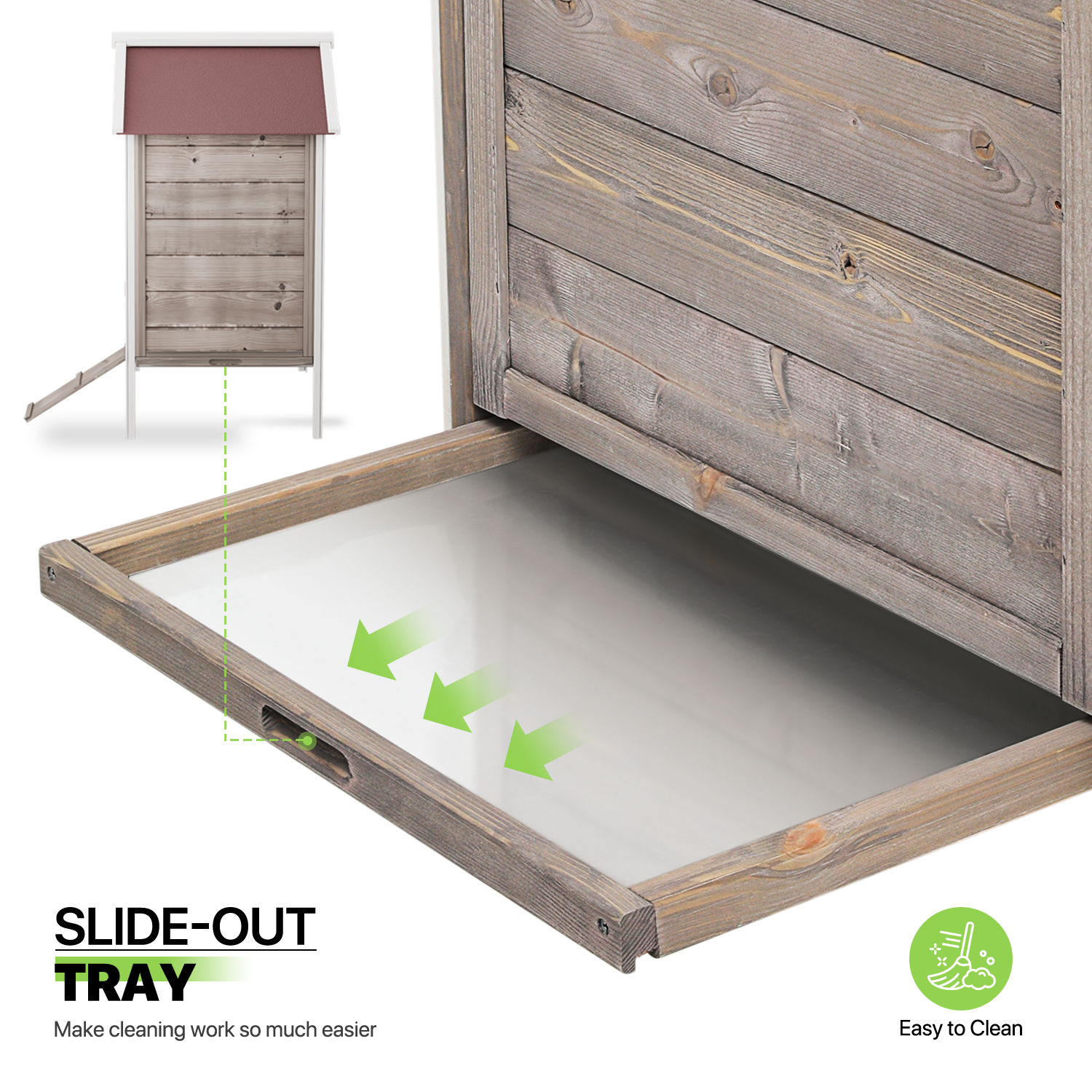 Wooden Chicken Coop Hen House with Removable Tray &Ventilation Door Nesting Box