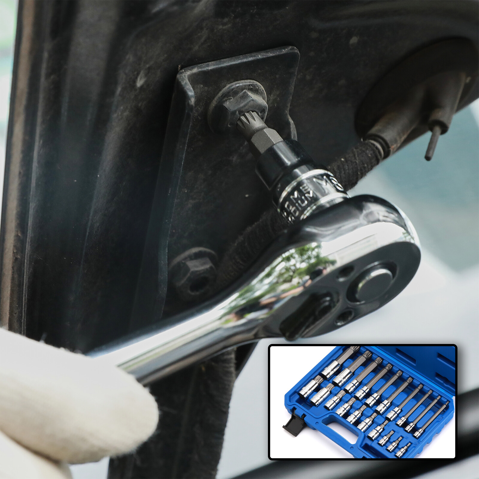 20 Pcs Spline Tip Bit Socket & XZN Triple Square Spline Bit Socket Set M4-M18