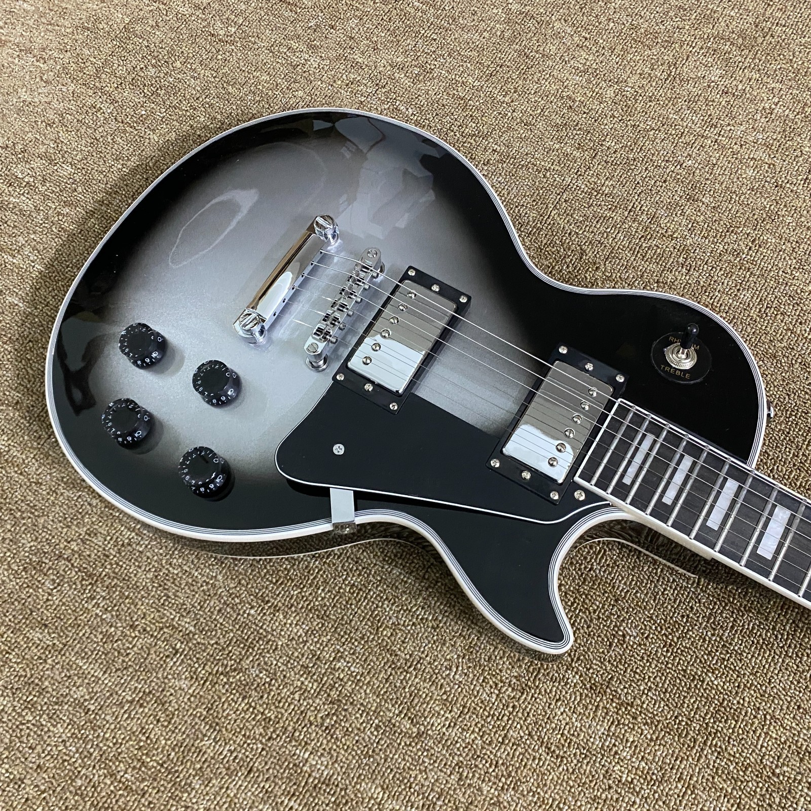 Custom LP Electric GuitarChrome plated hardware Carve Metal body Free Ship in US