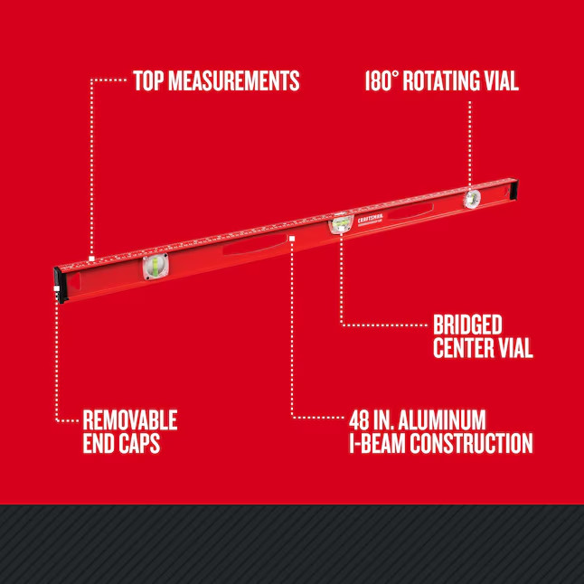 CRAFTSMAN 48-In Aluminum I-Beam Level 3 Vial Precision Measuring Tool