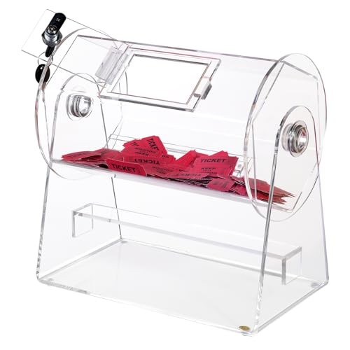 12x12 Raffle Drum Secure Transparent Ticket Spinner for Events Parties Fundra...