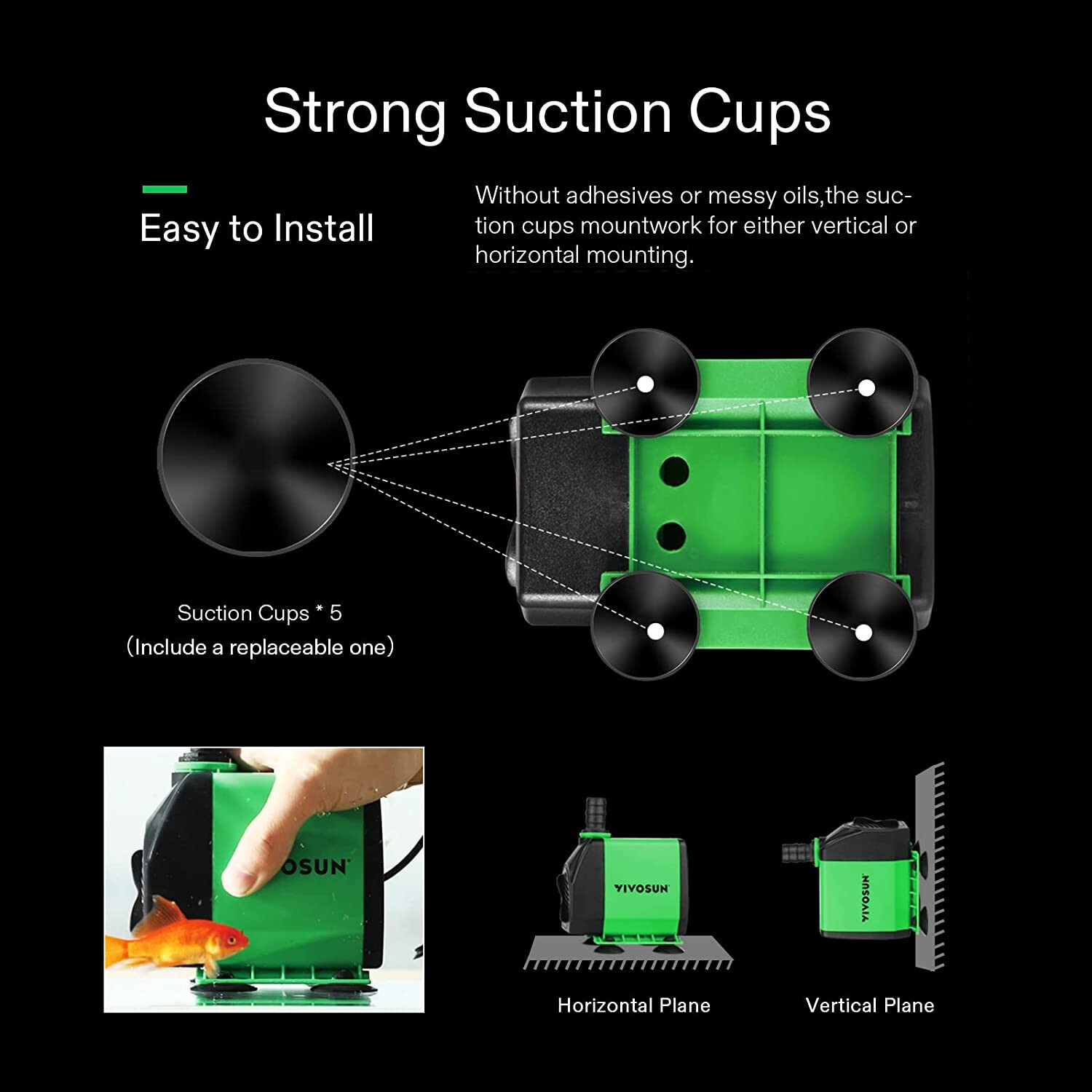 VIVOSUN 800GPH Submersible Pump10ft High Lift Fountain Pump w/t 5ft Power Cord